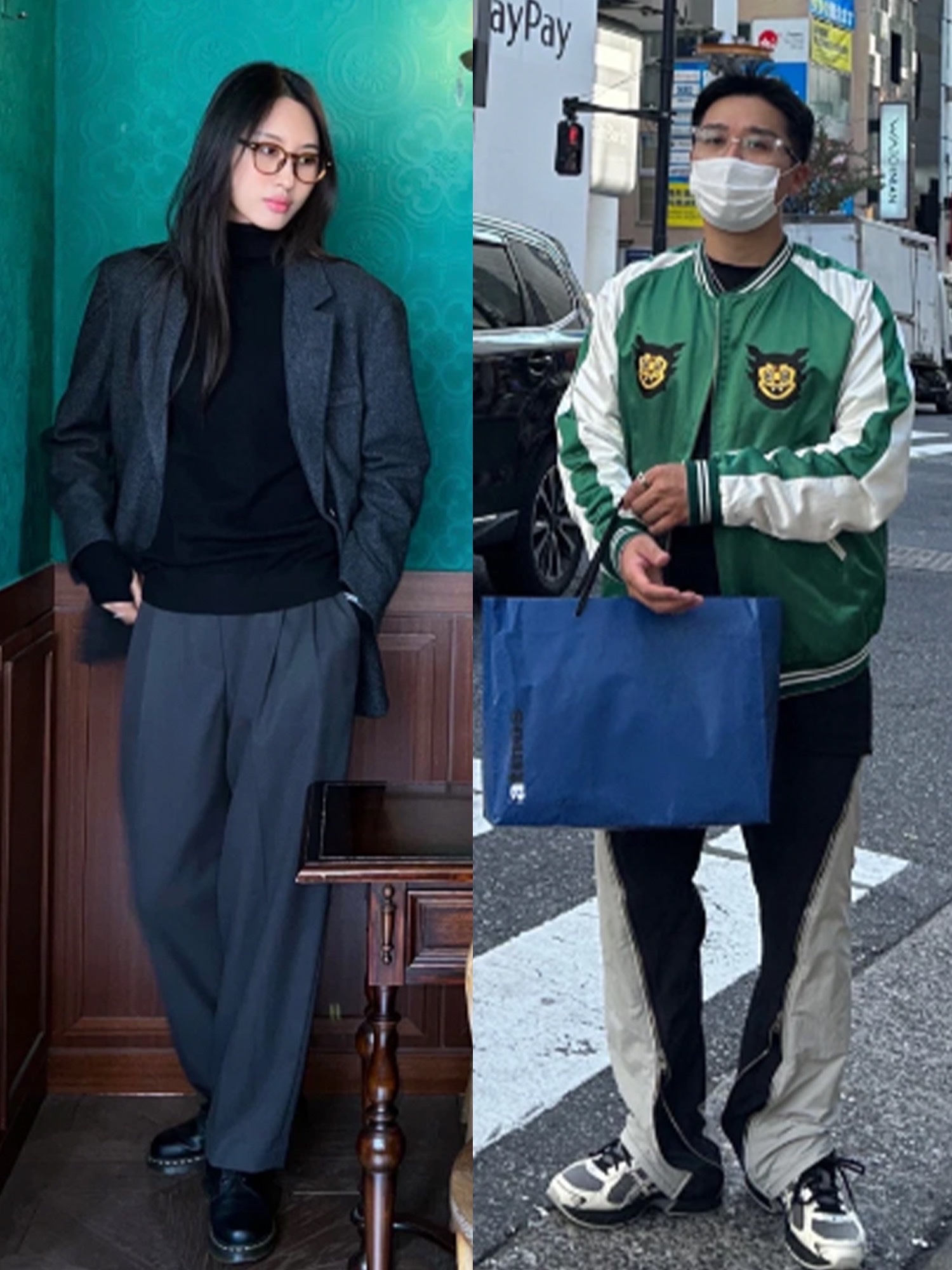 Gentle Monster x Maison Margiela MM010 Clear Black, Matin Kim Sporty Tote Bag Black 착용 스타일 - 3