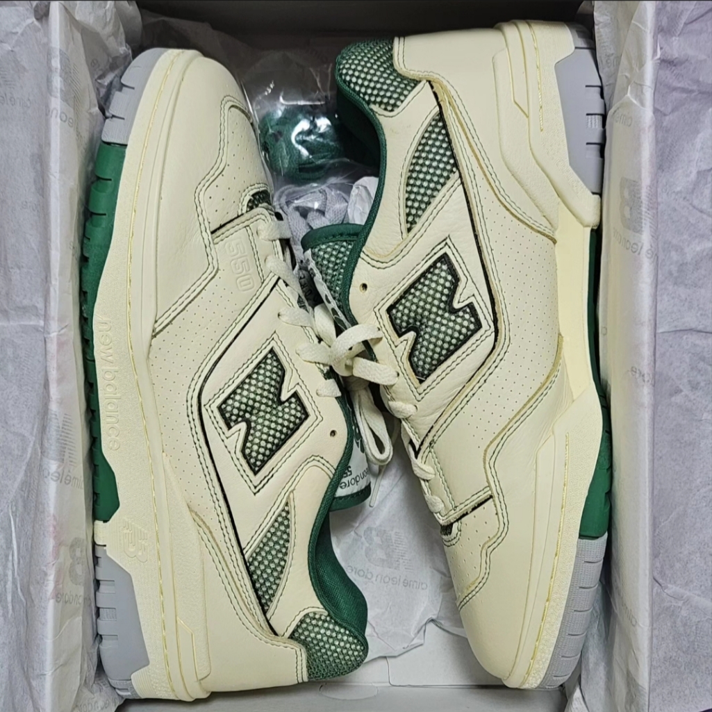 New Balance x Aime Leon Dore 550 Dawn Glow Classic Pine 착용 스타일