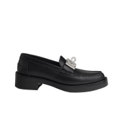 (W) Hermes Hot Loafers Calfskin & Palladium Noir