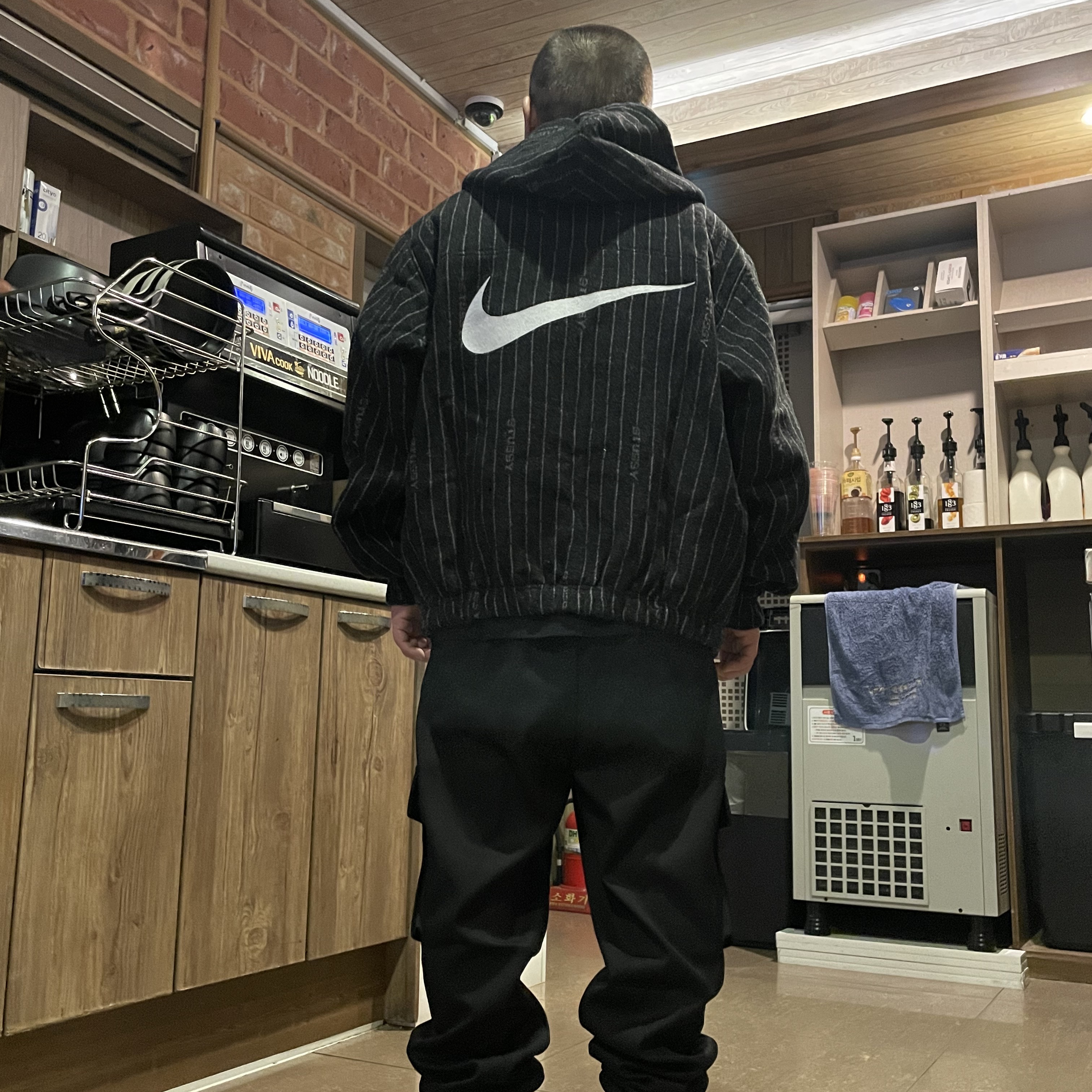 Nike x Stussy NRG Striped Wool Jacket Black (DR4023-010) 착용 스타일 - 2