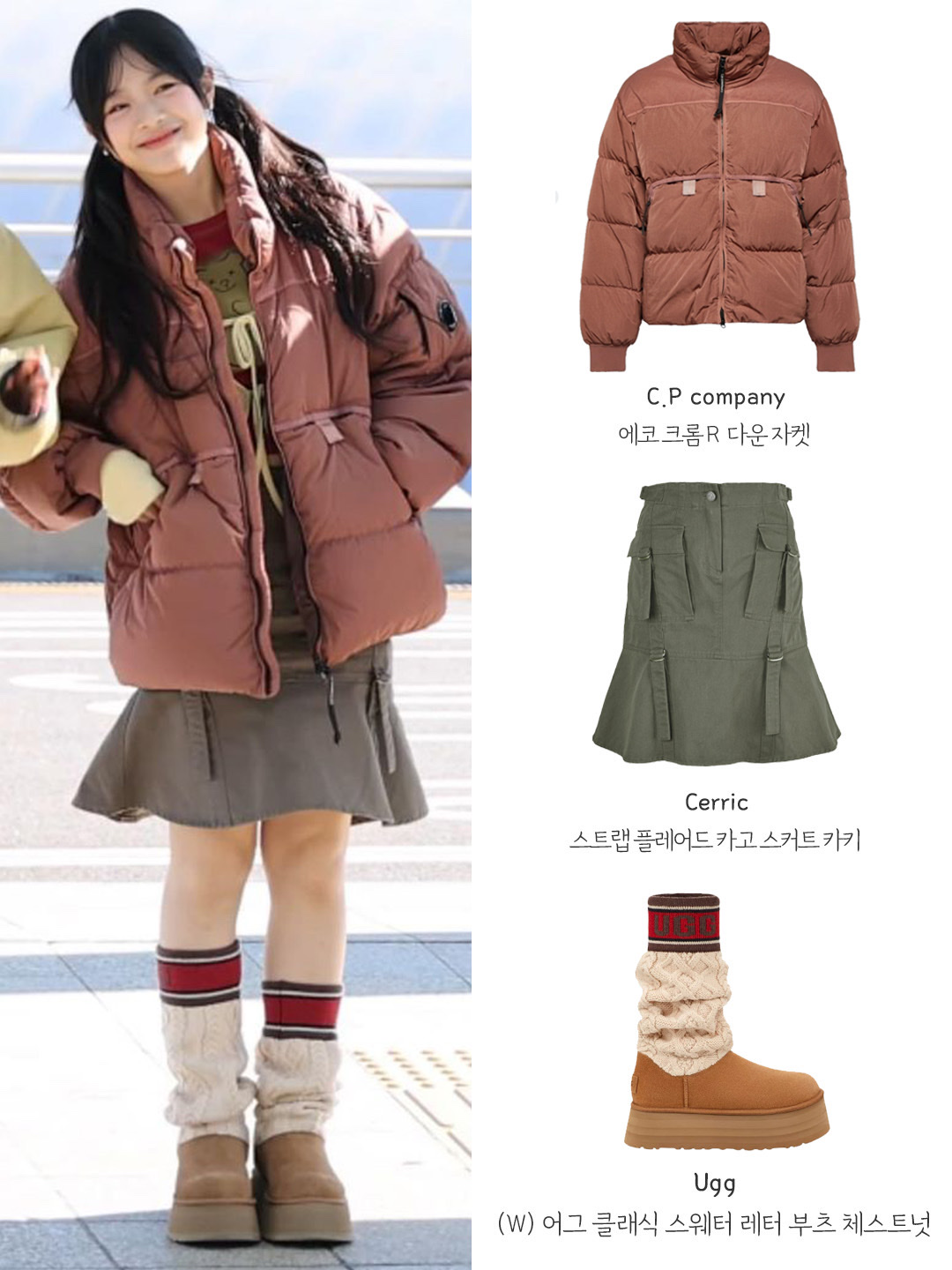 (W) UGG Classic Sweater Letter Boots Chestnut 착용 스타일