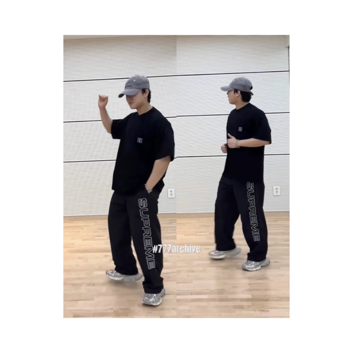 Supreme Spellout Embroidered Track Pants Black - 23FW 착용 스타일 - 1