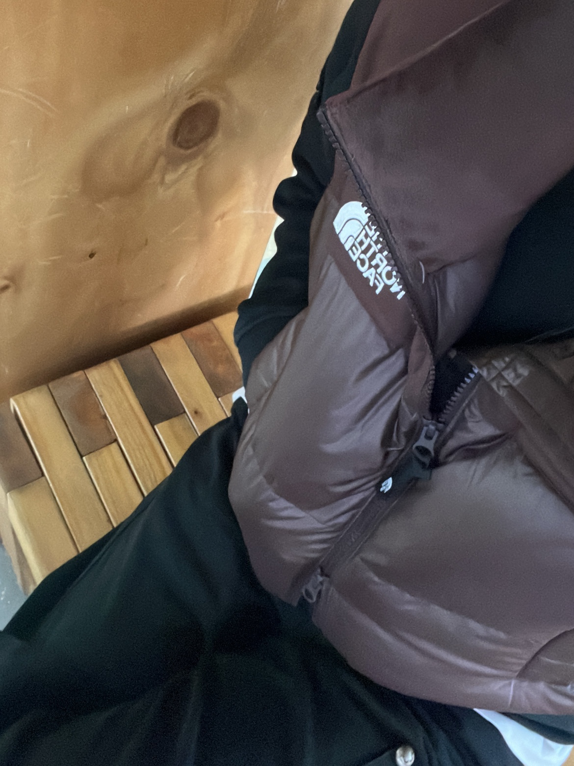(W) The North Face White Label Novelty Nuptse Down Vest Brown 착용 스타일