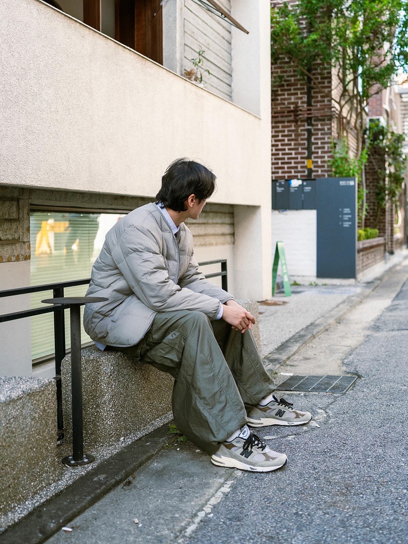 New Balance x JJJJound 991 Made in UK Grey 착용 스타일 - 2