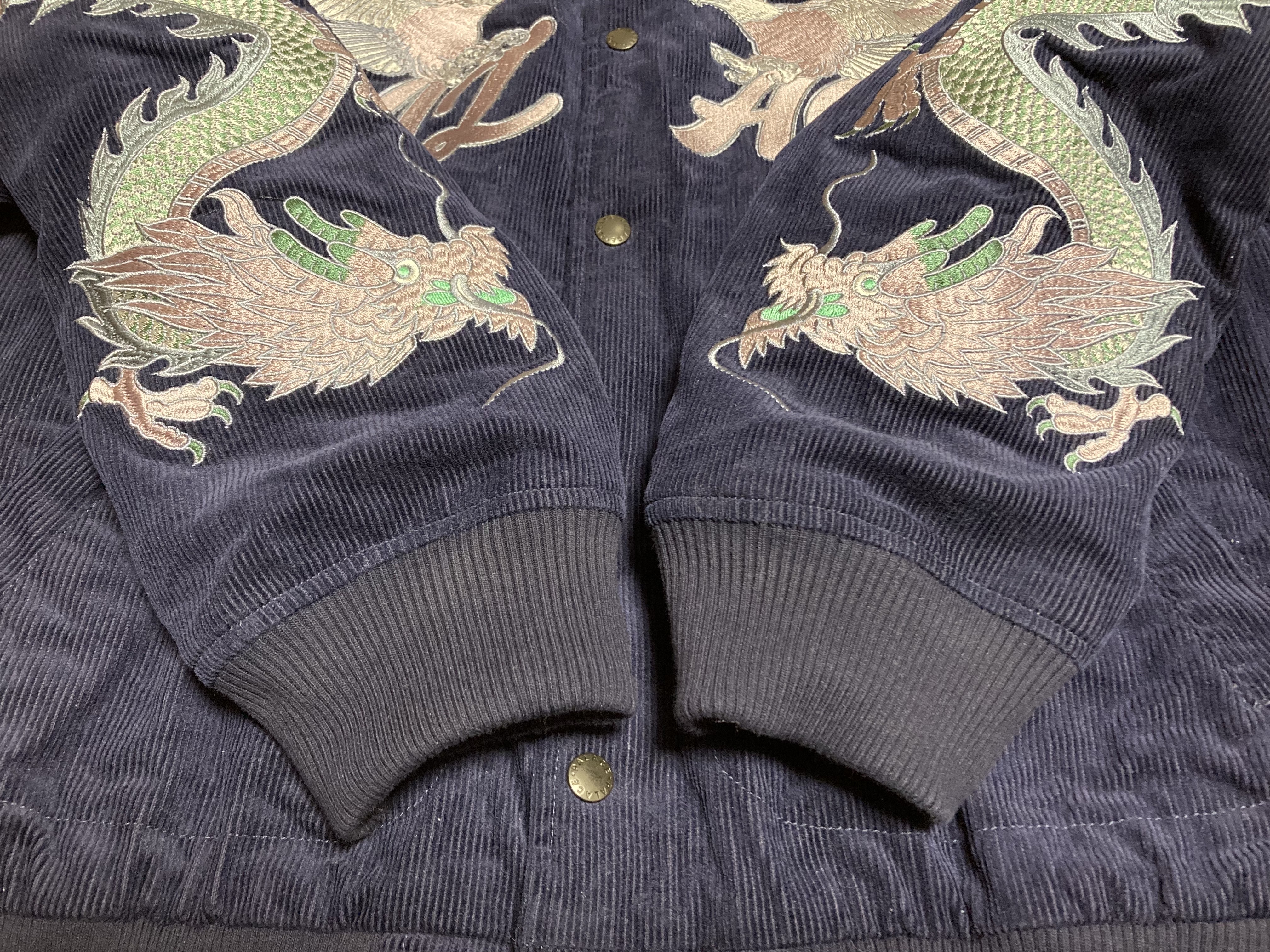 Palace Double Dragon Tour Jacket Navy - 22FW 착용 스타일 - 3