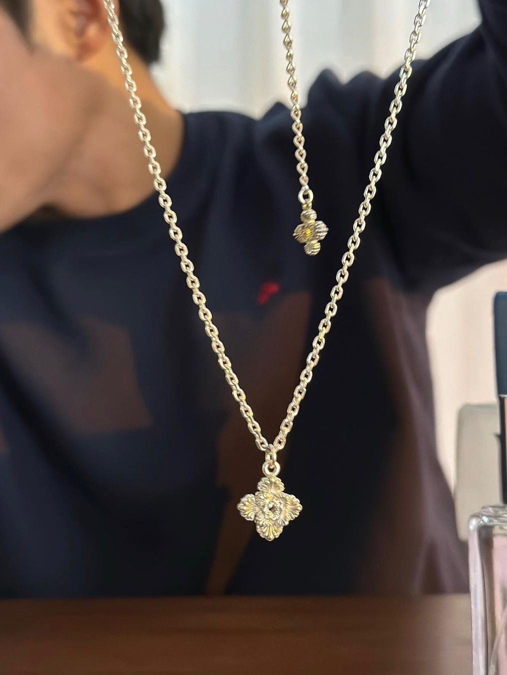 Scudo Shell Drop Plain Necklace Extrabold 착용 스타일 - 6