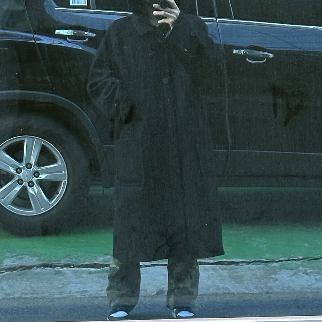 Undermycar Legion.02 Balmacaan Oversized Wool Coat Black 착용 스타일 - 1