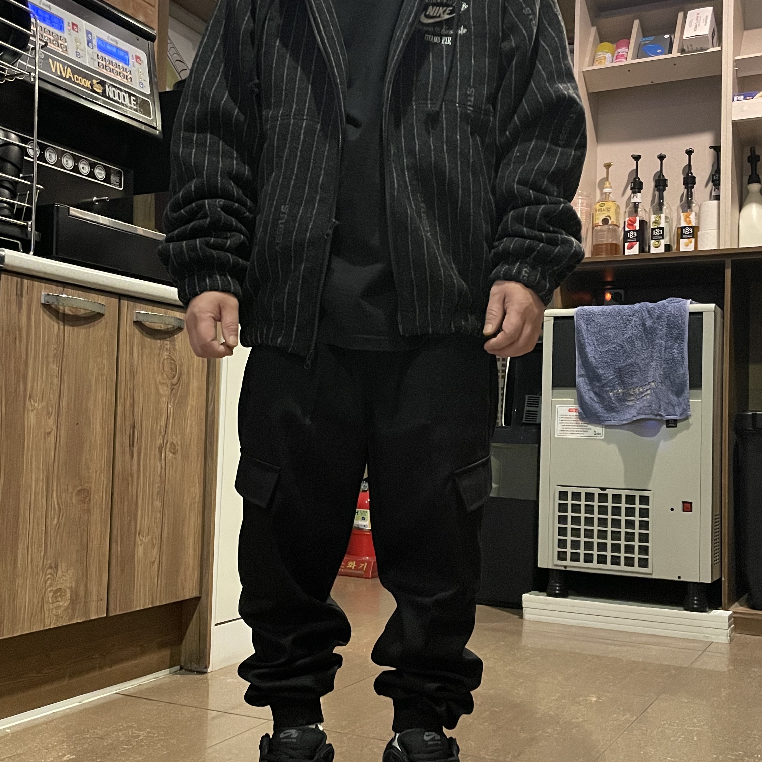 Nike x Stussy NRG Striped Wool Jacket Black (DR4023-010) 착용 스타일 - 1