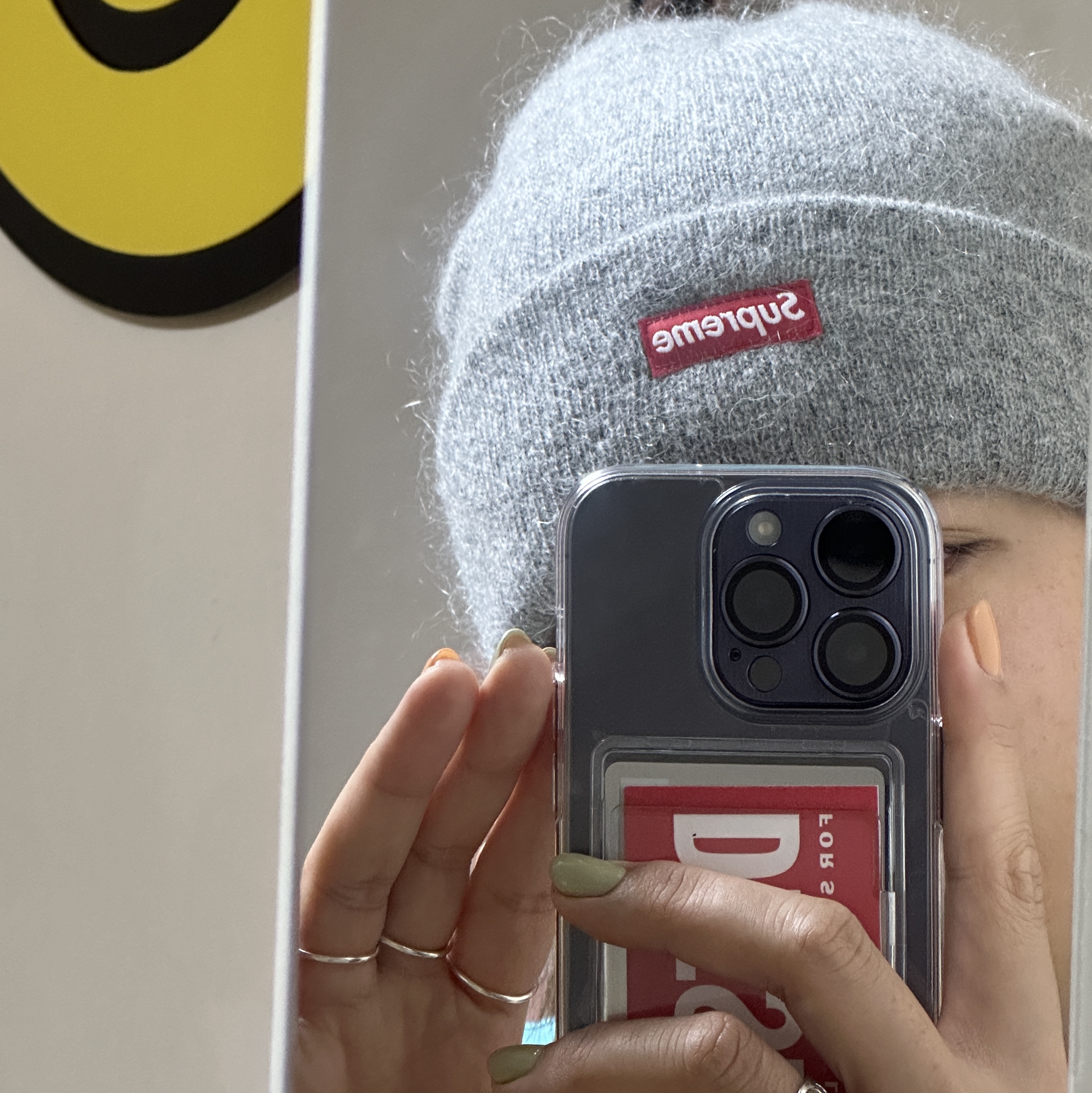 Supreme Mohair Beanie Heather Grey - 23FW 착용 스타일 - 1