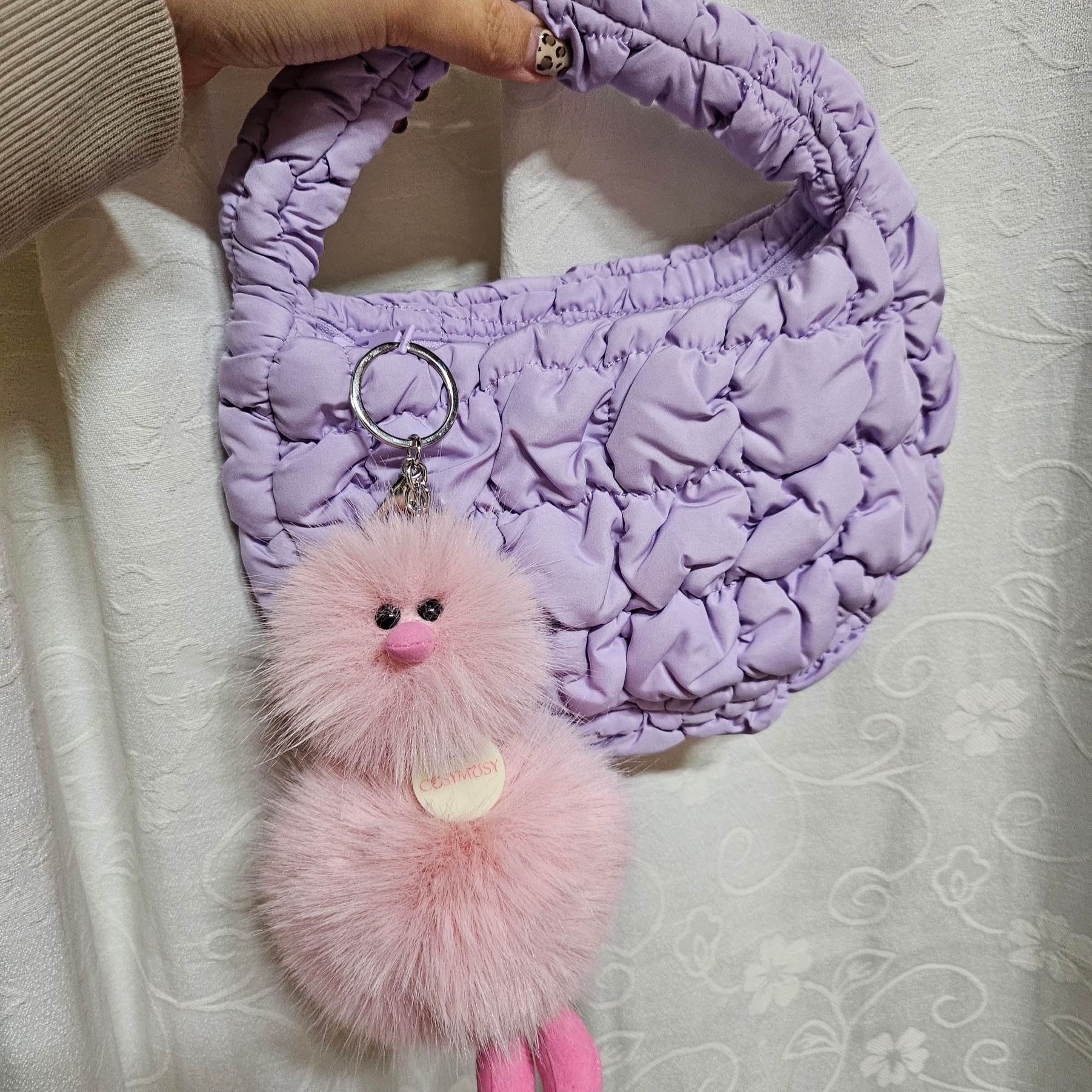 COS Quilted Micro Bag Purple 착용 스타일