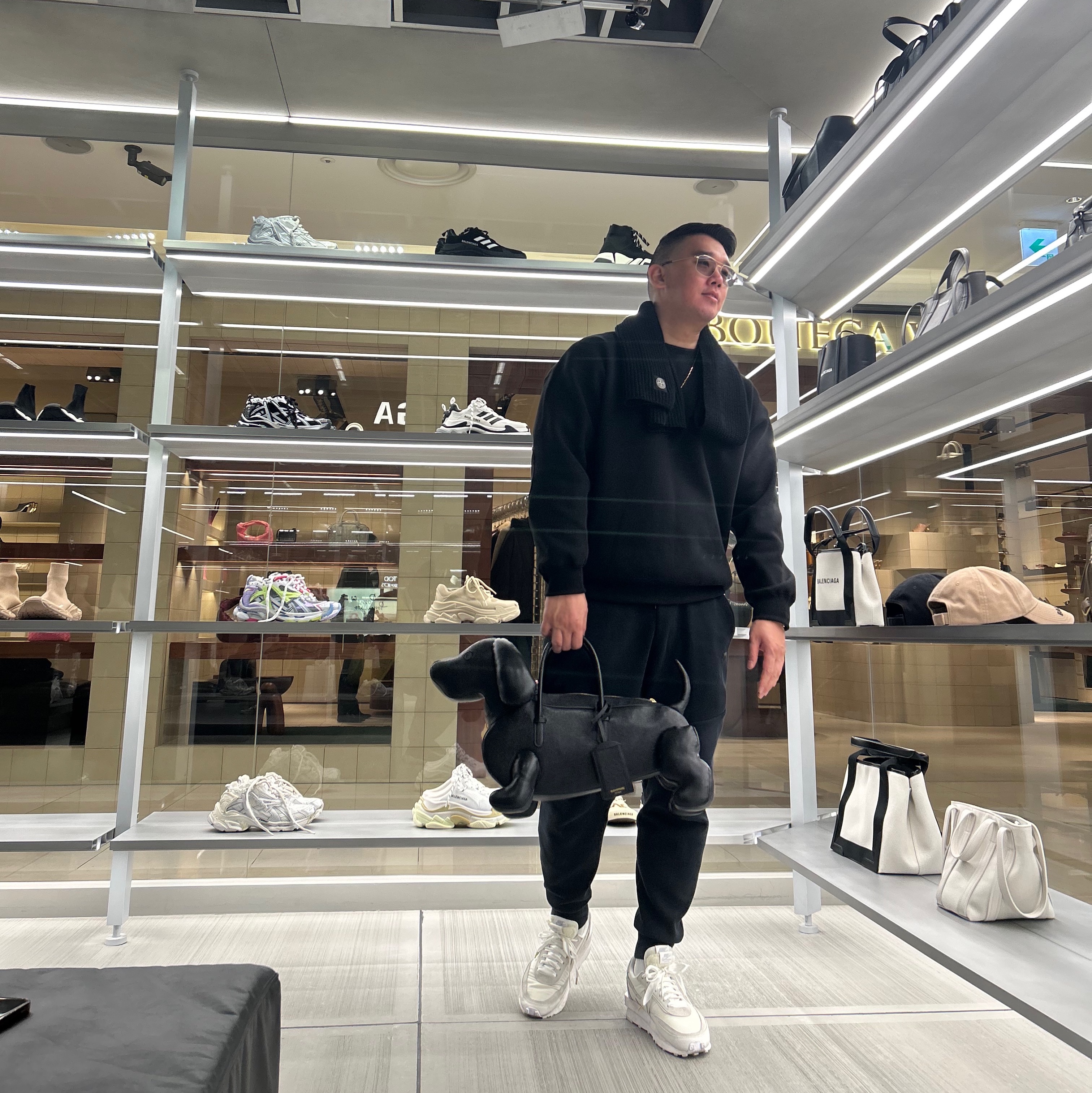 Nike x Sacai x Fragment LDWaffle Light Smoke Grey, Nike x Sacai VaporWaffle White and Gum 착용 스타일 - 1