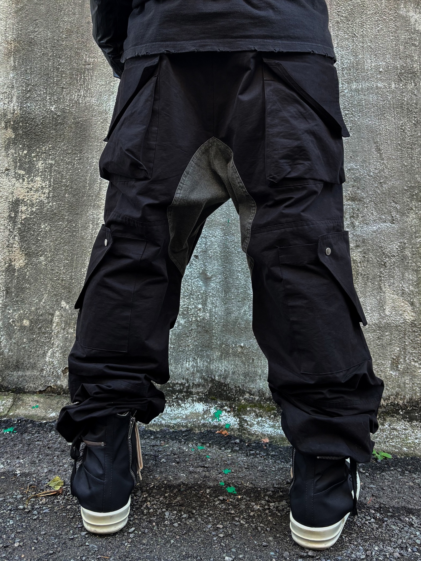Rick Owens Drkshdw Calf Leather Penta Sneakers Black Milk White 착용 스타일 - 8