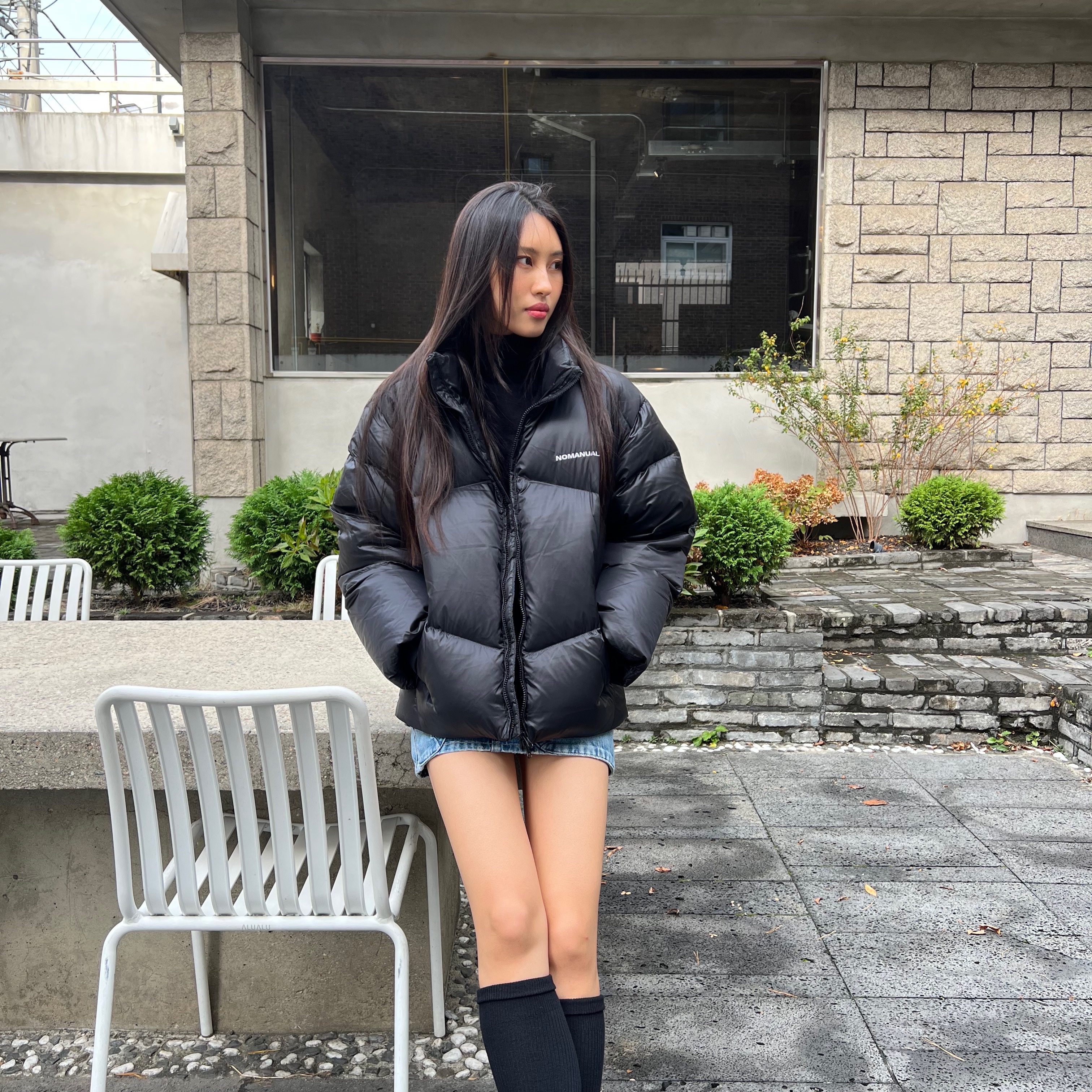 (W) Dr. Martens Audrick 20 Eye Leather Knee High Platform Boots Black, (W) Dr. Martens 1B99 Boots Black 착용 스타일 - 1