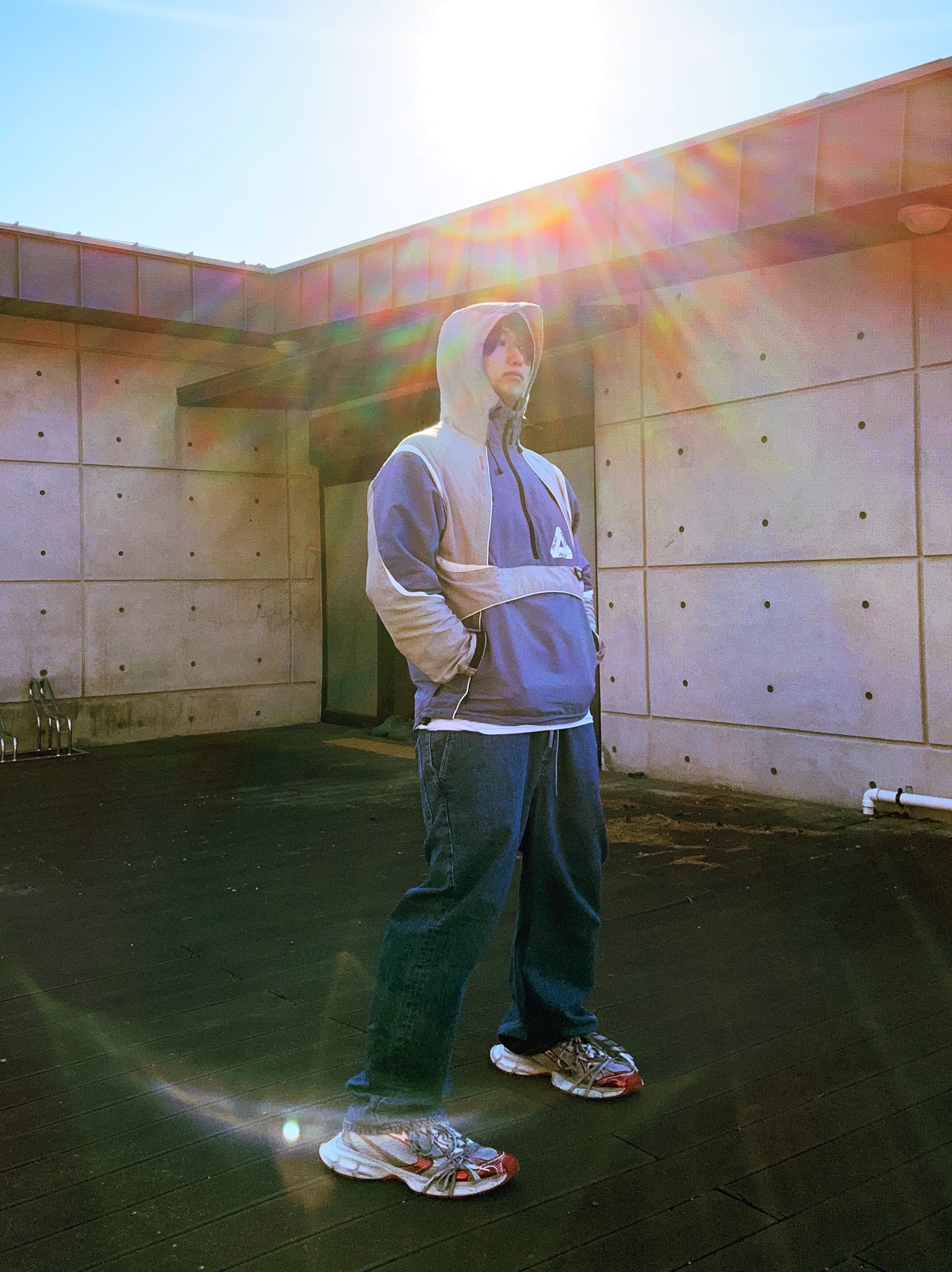 Palace P-Dura Shell Top Grey Slate - 19FW, Balenciaga 3XL Sneakers White Red 착용 스타일 - 2