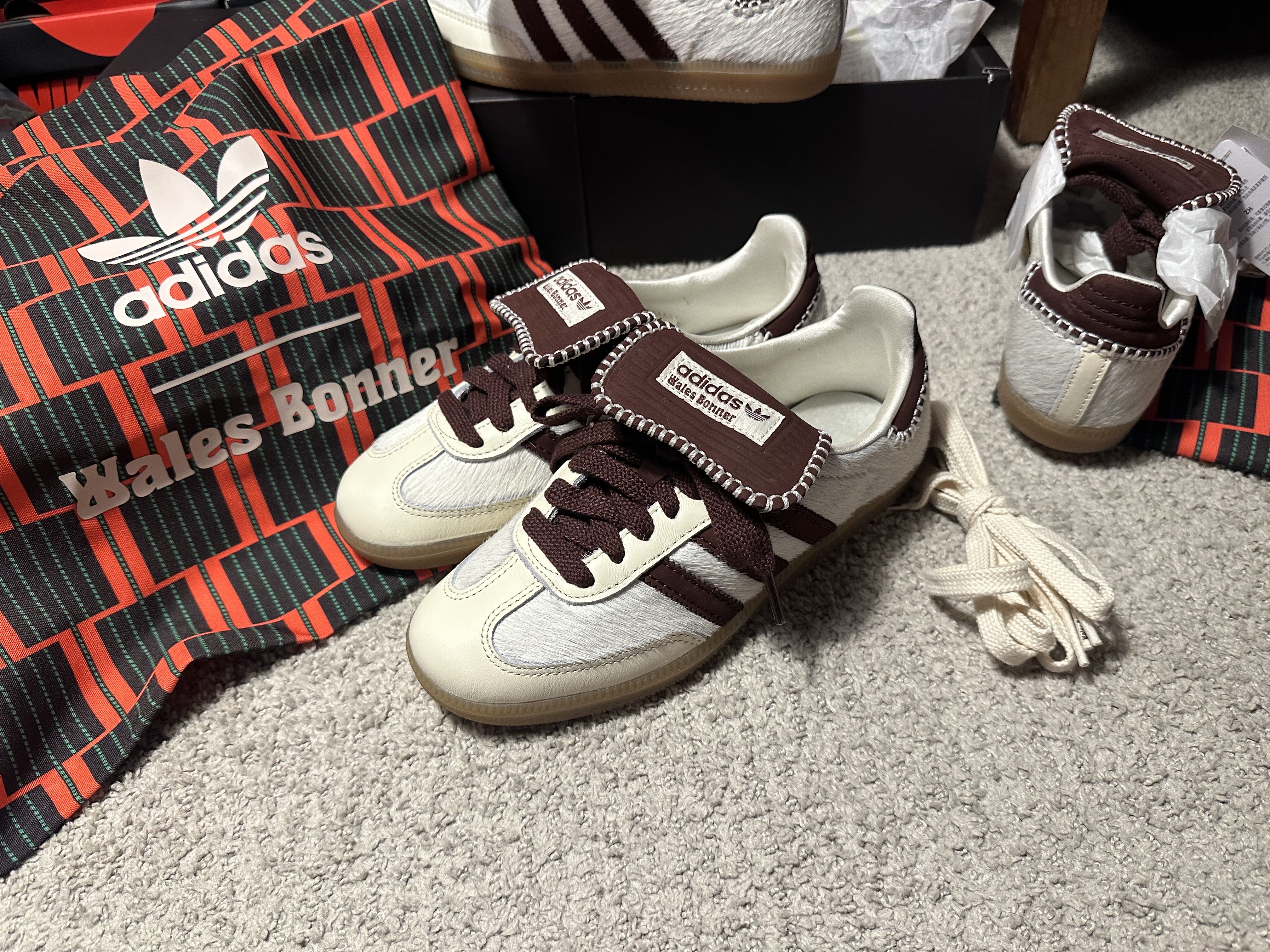 Adidas x Wales Bonner Pony Tonal Samba Cream White Mystery Brown 착용 스타일 - 3