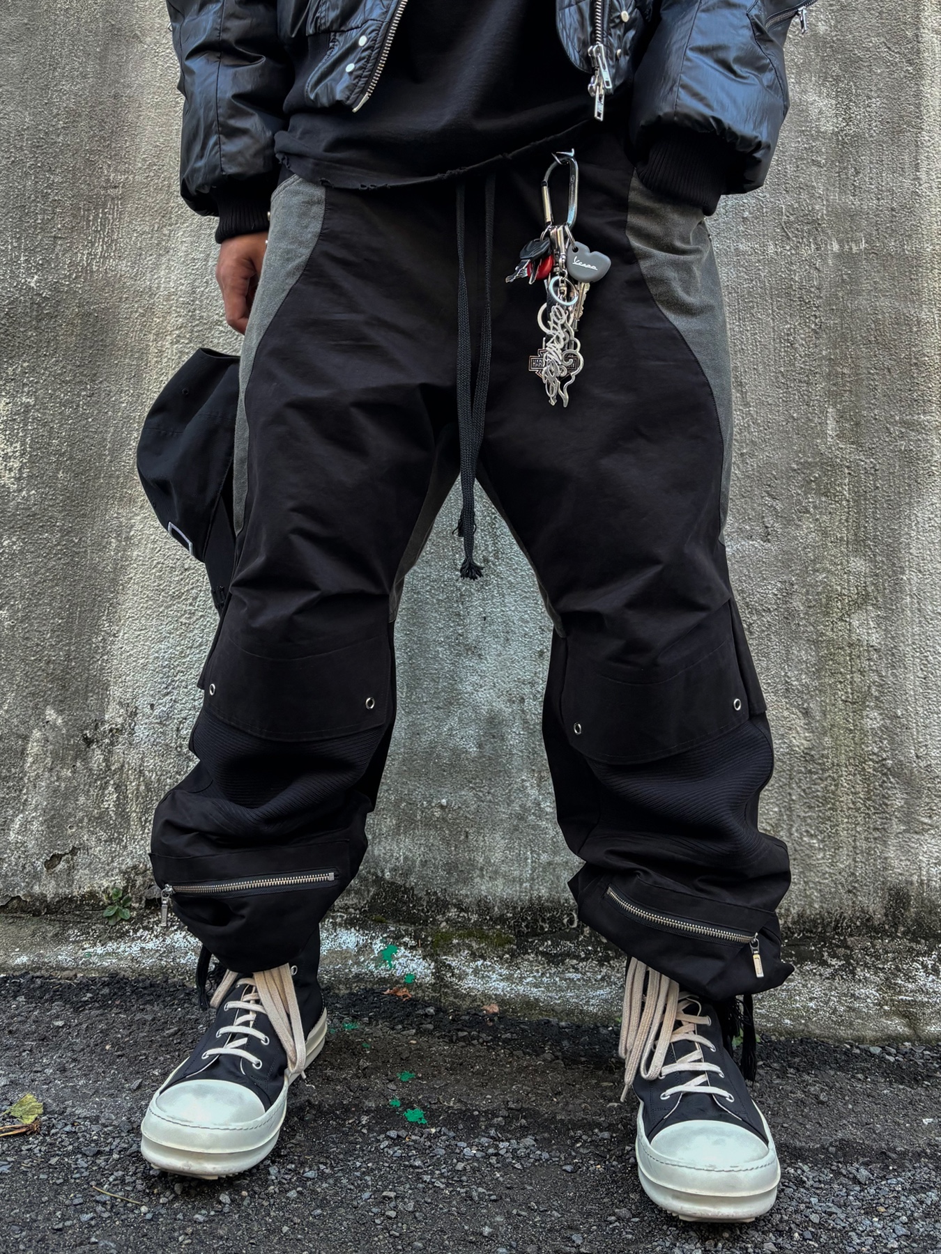 Rick Owens Drkshdw Calf Leather Penta Sneakers Black Milk White 착용 스타일 - 7