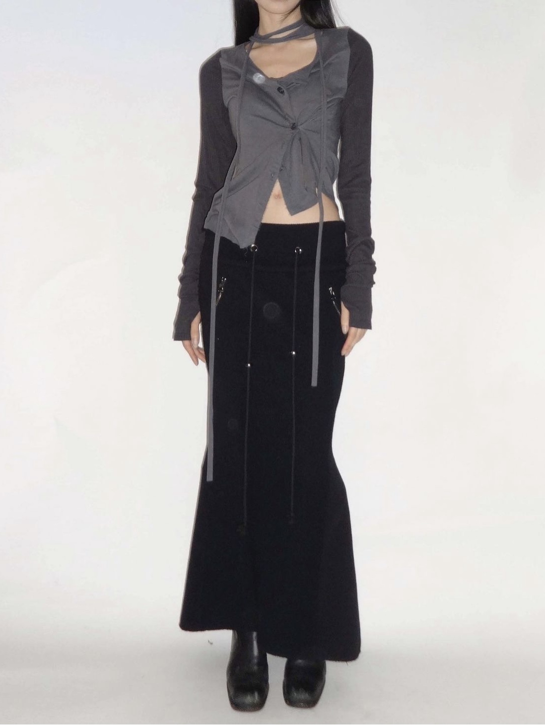 [KREAM 단독] Bonnae Women Wool Skirt Ivory 착용 스타일