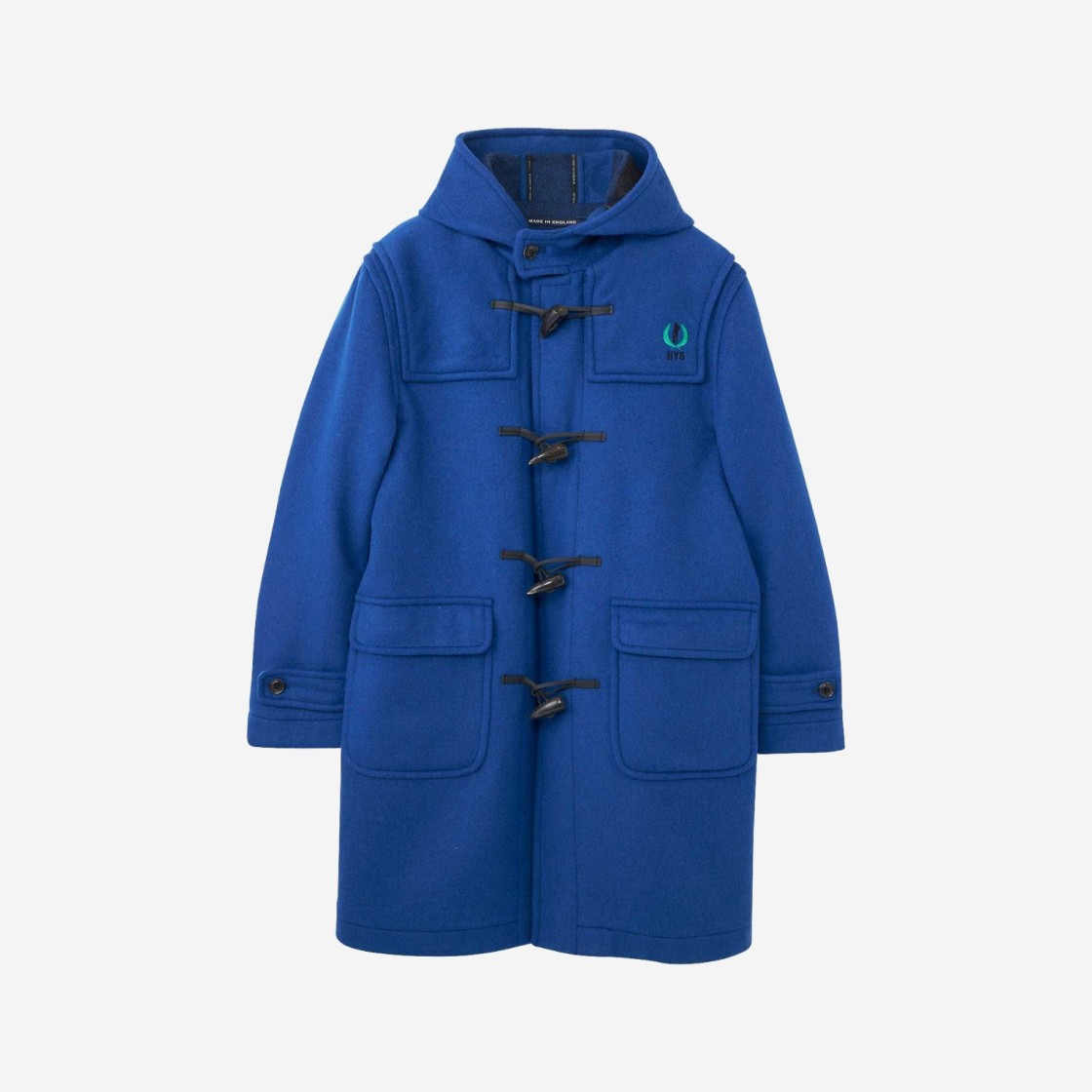 Hysteric Glamour x London Tradition HYS Leaf Embroidered Duffel Coat Blue 상세 이미지 1