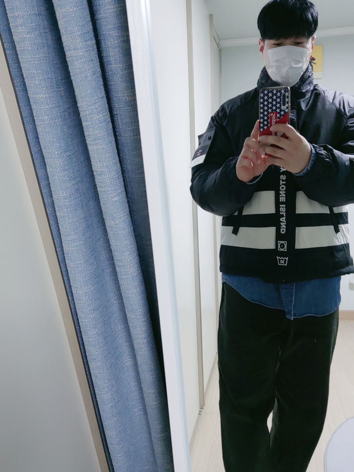 Supreme x Stone Island Reversible Down Puffer Jacket Black - 23FW 착용 스타일 - 1