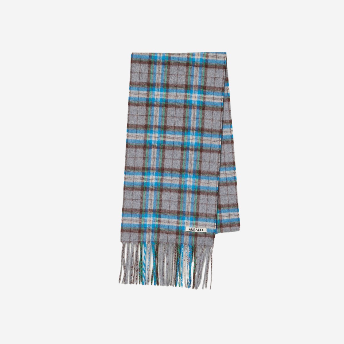 Auralee Cashmere Check Stole Gray Blue Check 상세 이미지 1