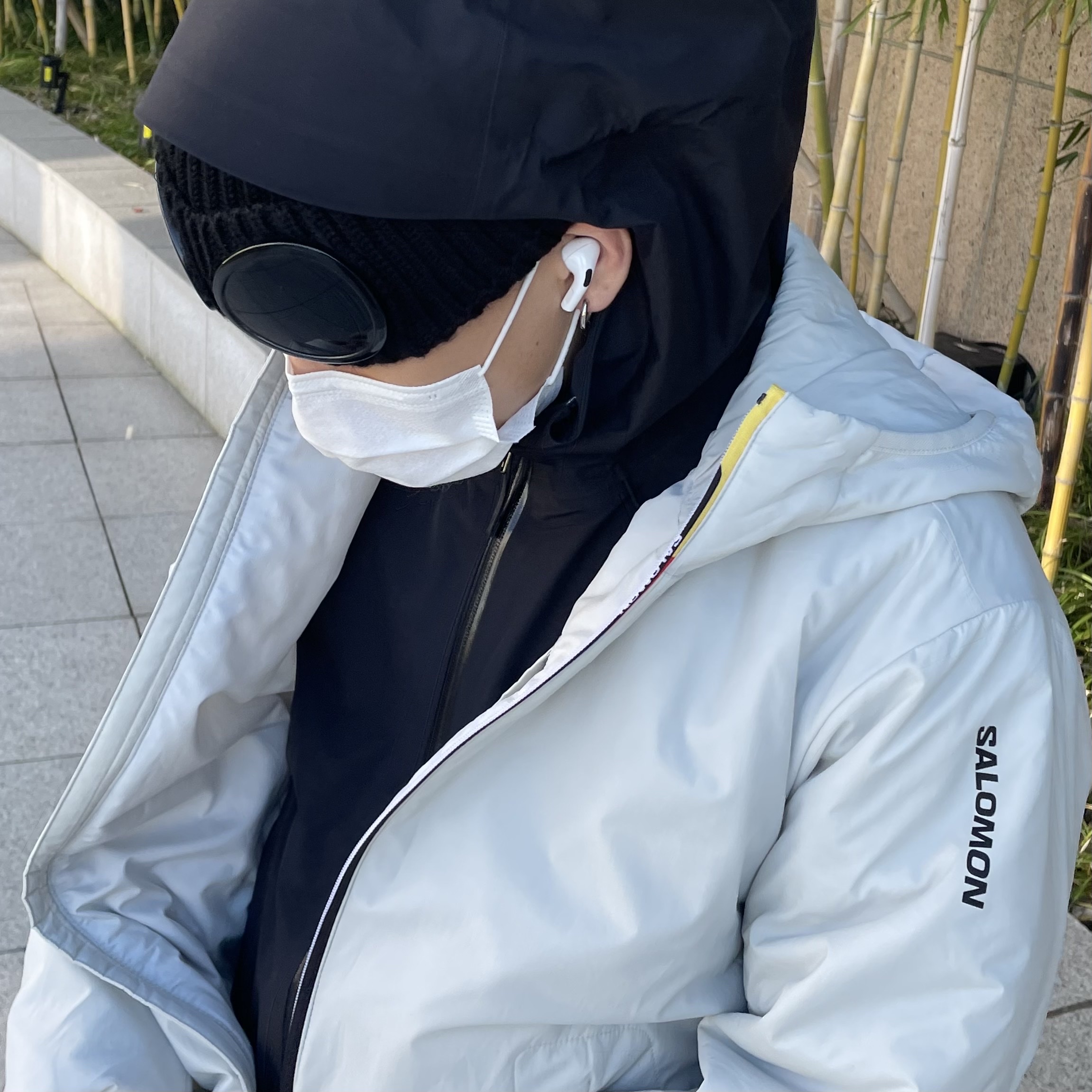 Salomon Modisay Jacket Light Grey, Salomon XT-6 Gore-Tex Black Ebony 착용 스타일 - 2