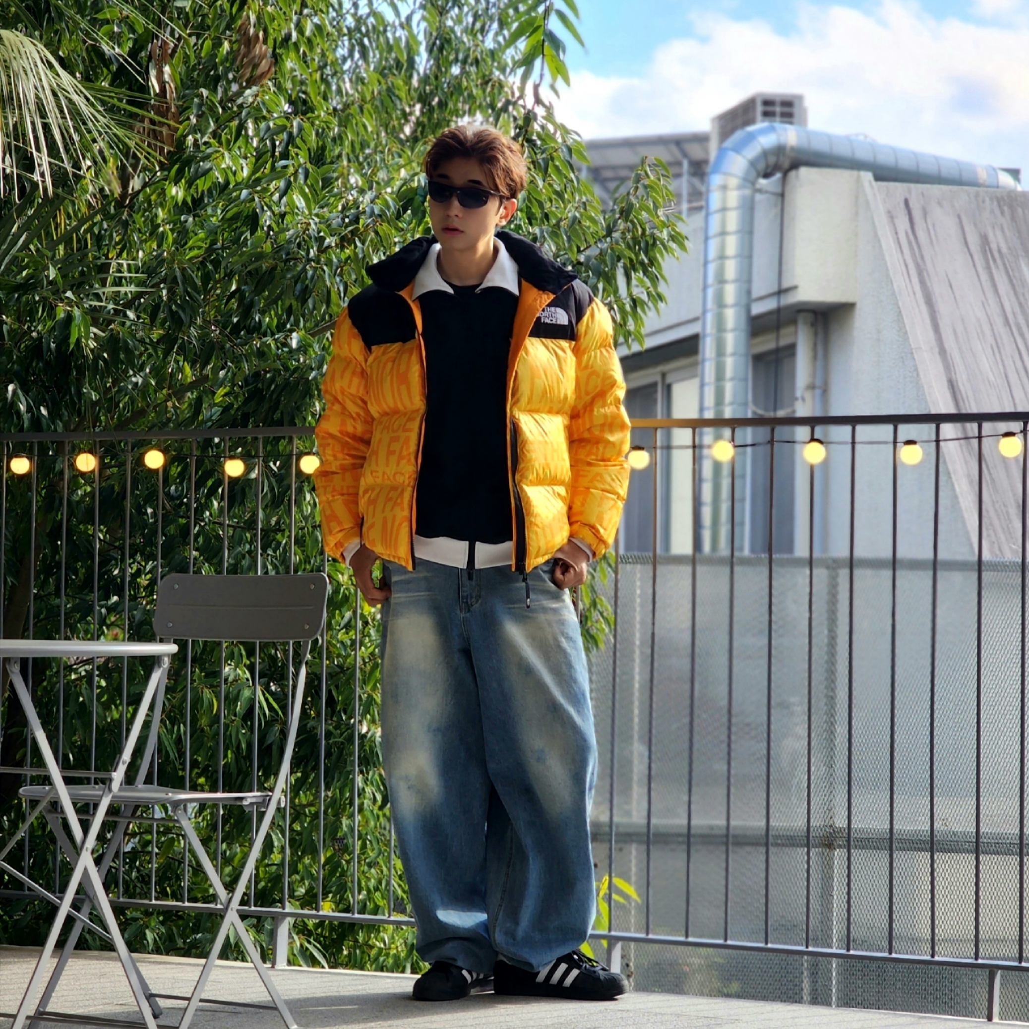 The North Face White Label Novelty Nuptse Down Jacket P Yellow, Adidas Superstar Core Black White 착용 스타일 - 4