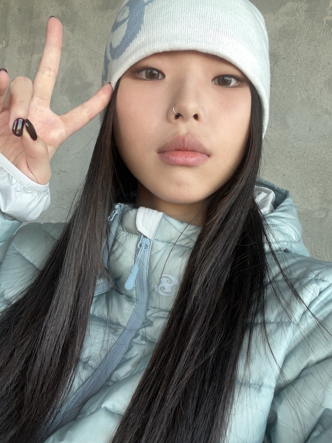 Sansan Gear Suffix Puffer Jacket Sky Blue - 23FW 착용 스타일 - 1