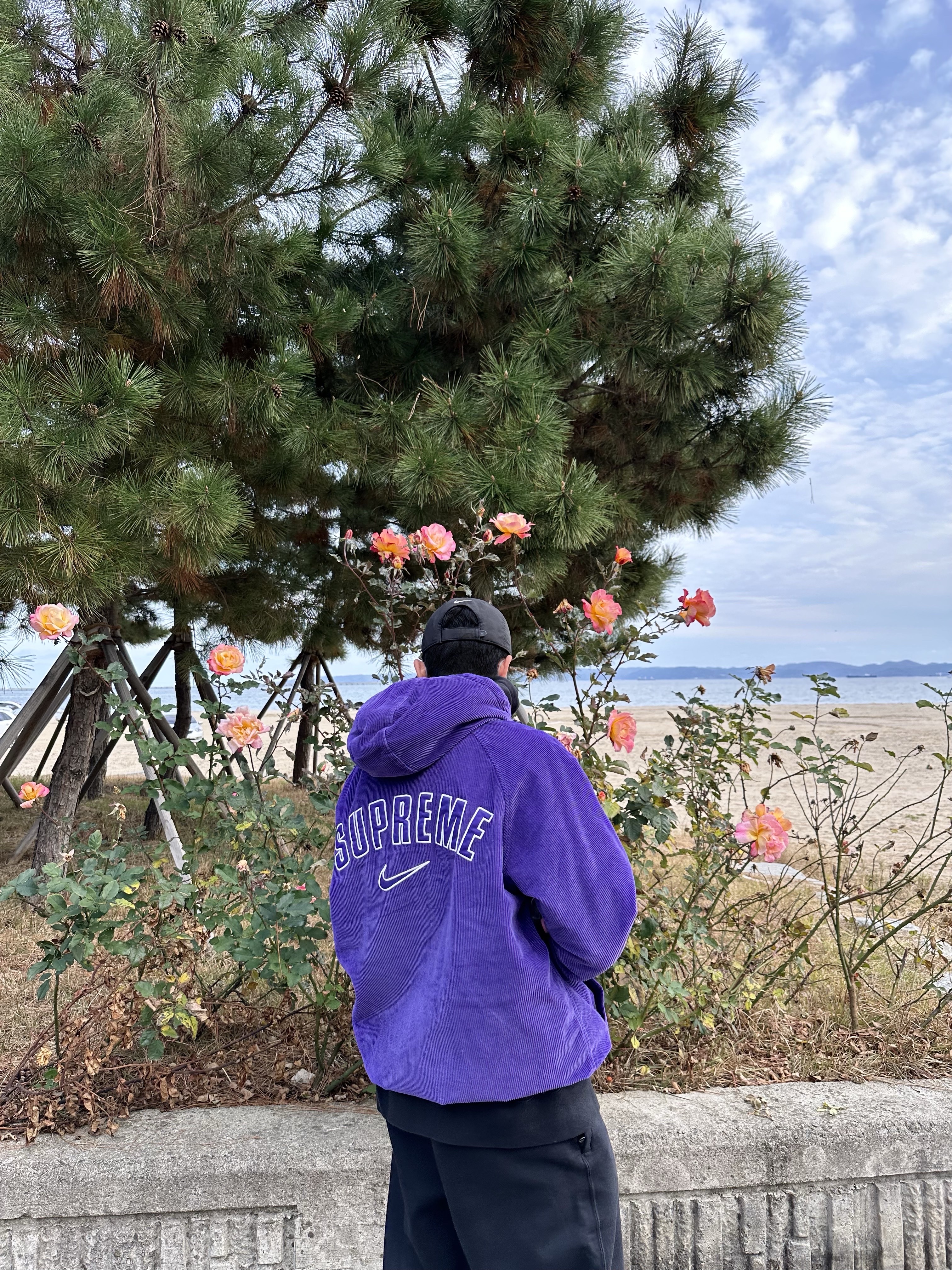 Supreme x Nike Arc Corduroy Hooded Jacket Purple - 22SS, Nike Dri-Fit Legacy 91 Golf Cap Black 착용 스타일