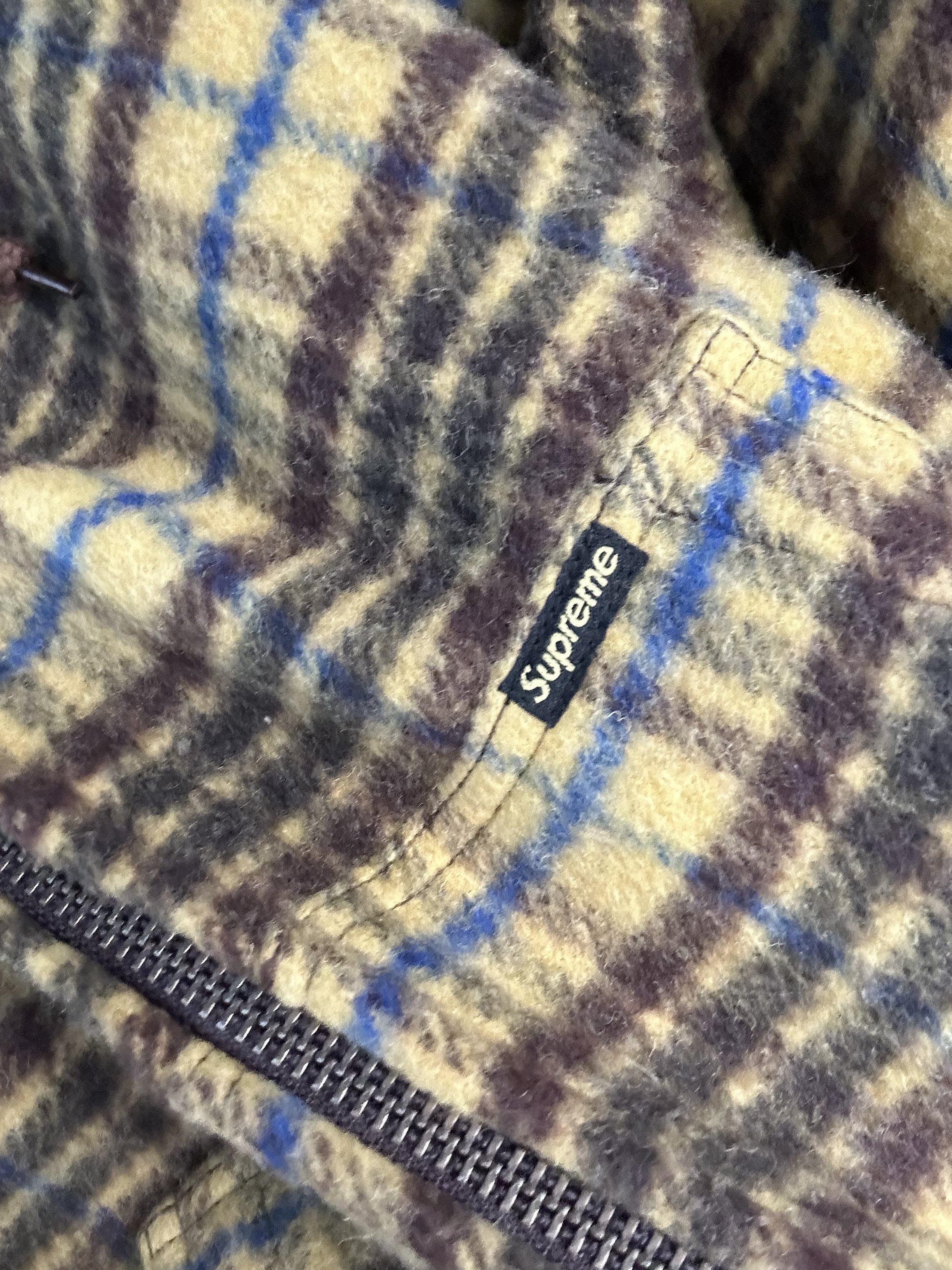 Supreme Plaid Wool Hooded Work Jacket Brown - 23FW, Nike Dunk High Retro Black and White 착용 스타일 - 2