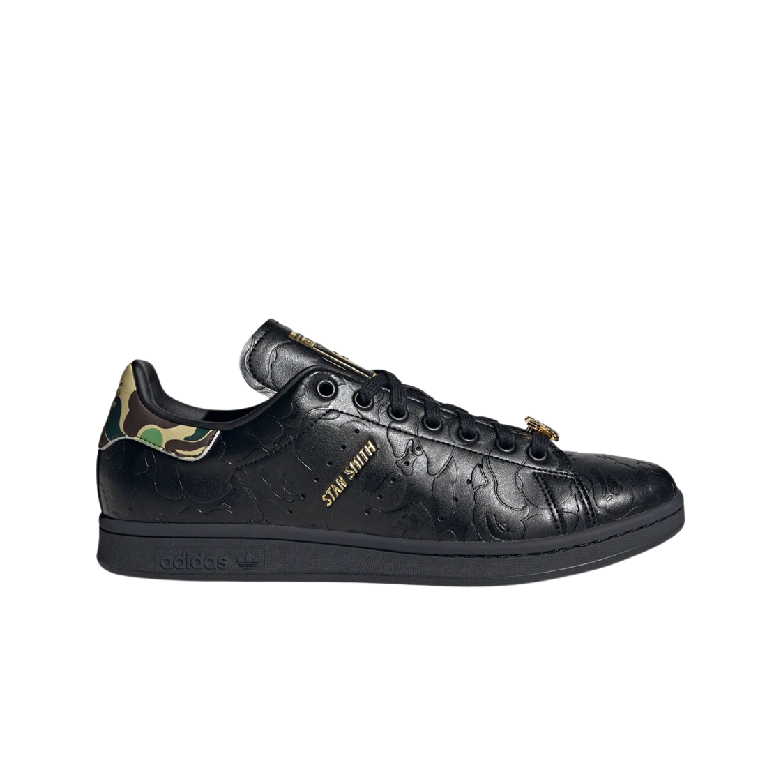 아디다스 x 베이프 스탠 스미스 코어 블랙 골드 메탈릭(Adidas x BAPE Stan Smith Core Black Gold Metallic)