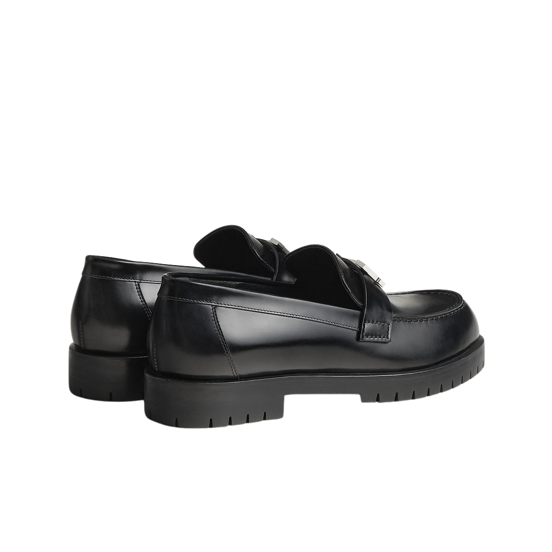(W) 에르메스 포부르 로퍼 글레이즈드 카프스킨 & 팔라듐 하드웨어 누아((W) Hermes Faubourg Loafer Glazed Calfskin & Palladium Noir) - 3