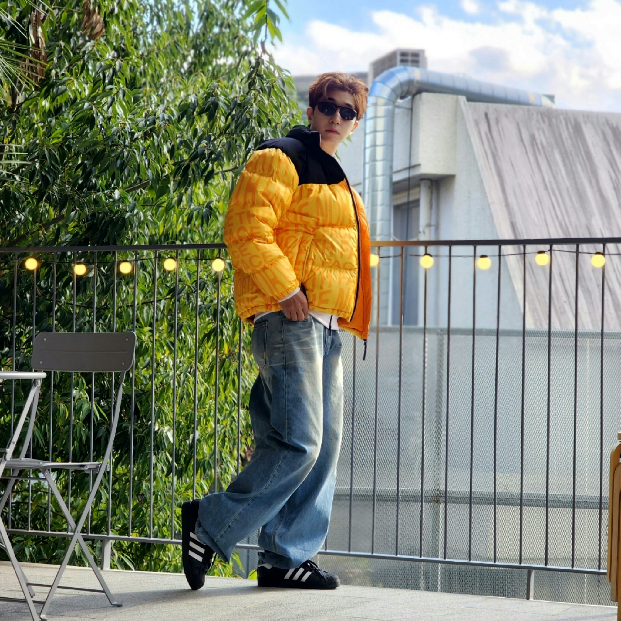 The North Face White Label Novelty Nuptse Down Jacket P Yellow, Adidas Superstar Core Black White 착용 스타일 - 5