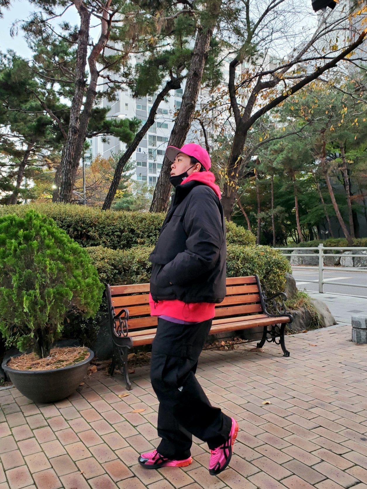 (W) Asics x P.E Nation Gel-Quantum 180 VII Pink Glo Black 착용 스타일 - 1