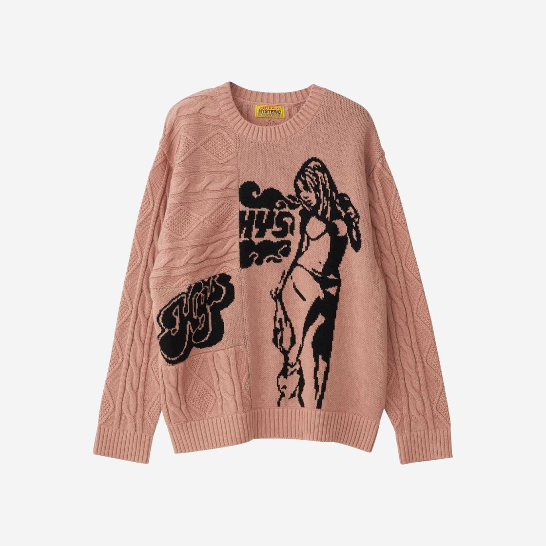 (W) Hysteric Glamour Hysteric Times Jacquard Oversized Sweater Pink 상세 이미지 1