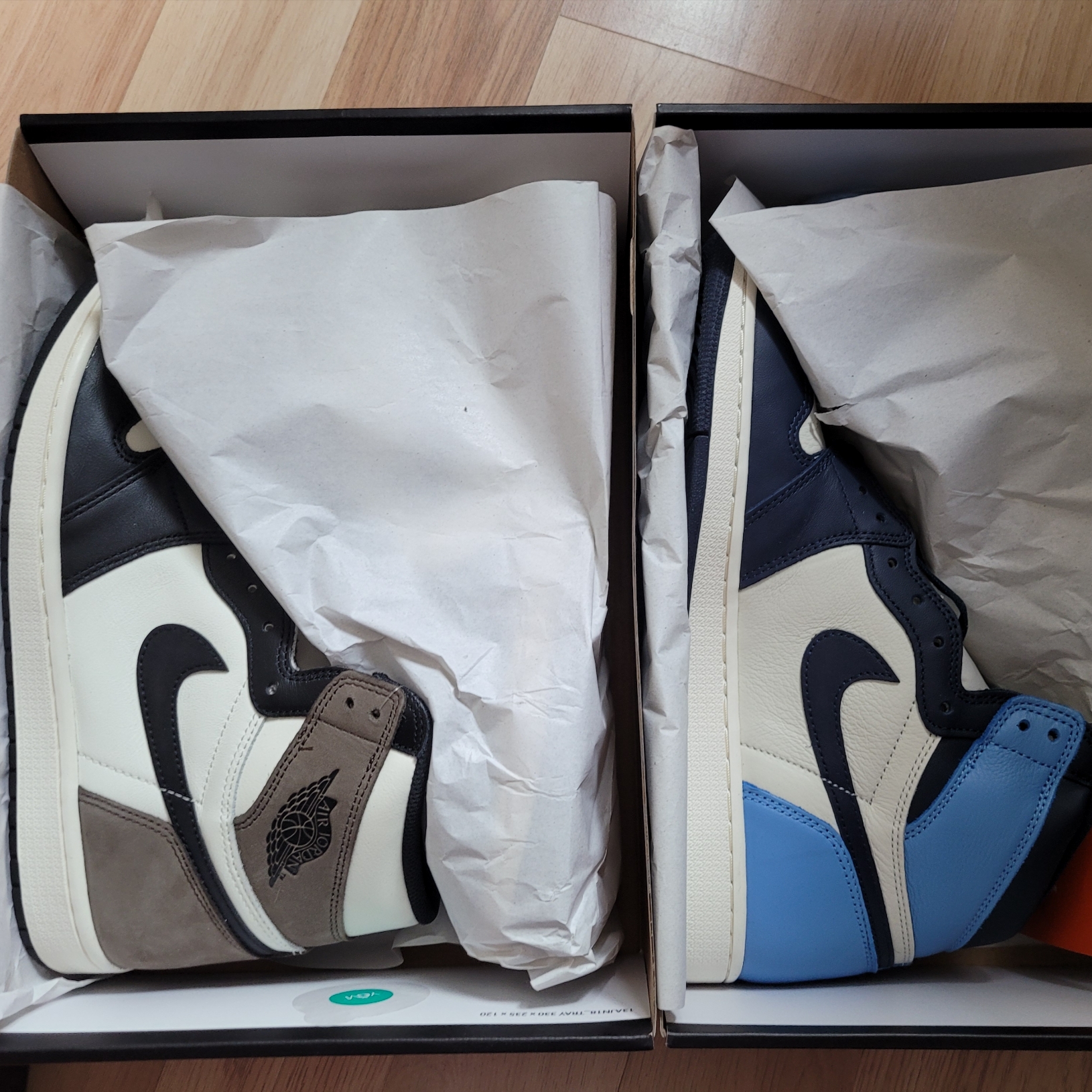 Jordan 1 Retro High OG Black Mocha, Jordan 1 Retro High Obsidian UNC 착용 스타일