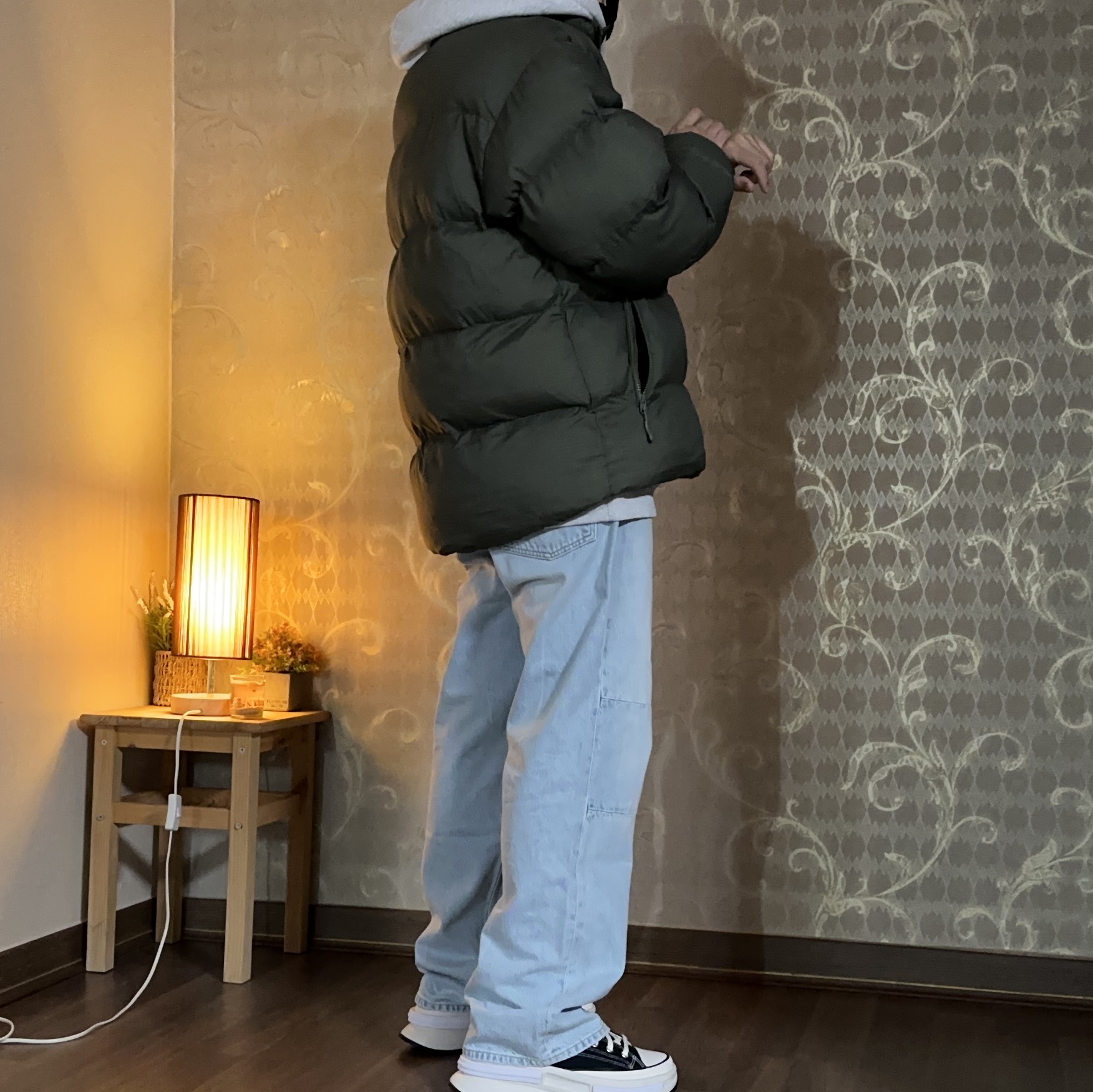 Palace Ripstop Puffa Olive - 23FW 착용 스타일 - 4
