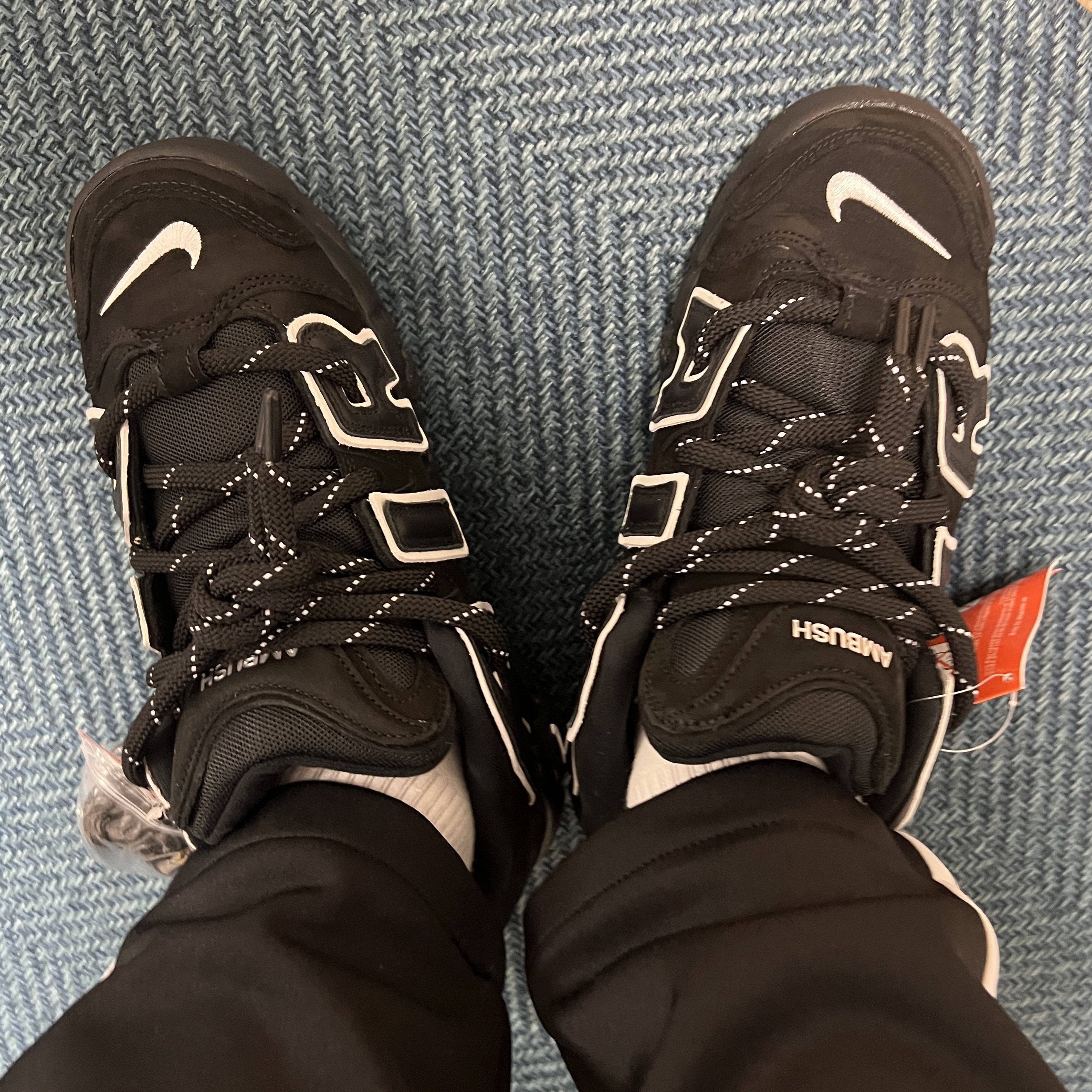 Nike x Ambush Air More Uptempo Low Black and White 착용 스타일