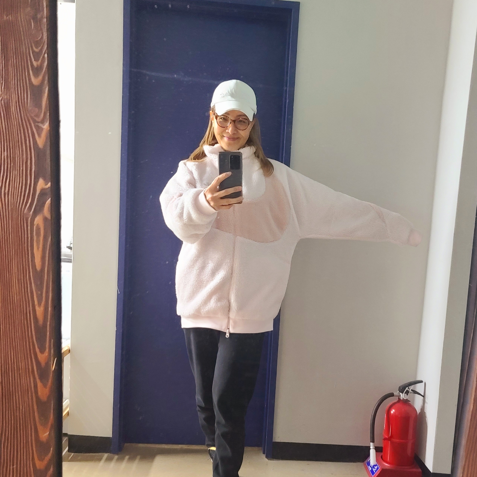 Nike Big Swoosh Full Zip Jacket Light Soft Pink Pink Oxford 착용 스타일 - 1