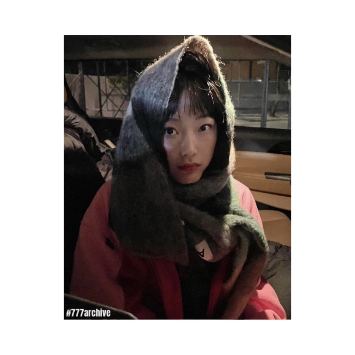 Acne Studios Mohair Check Muffler Grey Green Black 착용 스타일 - 2