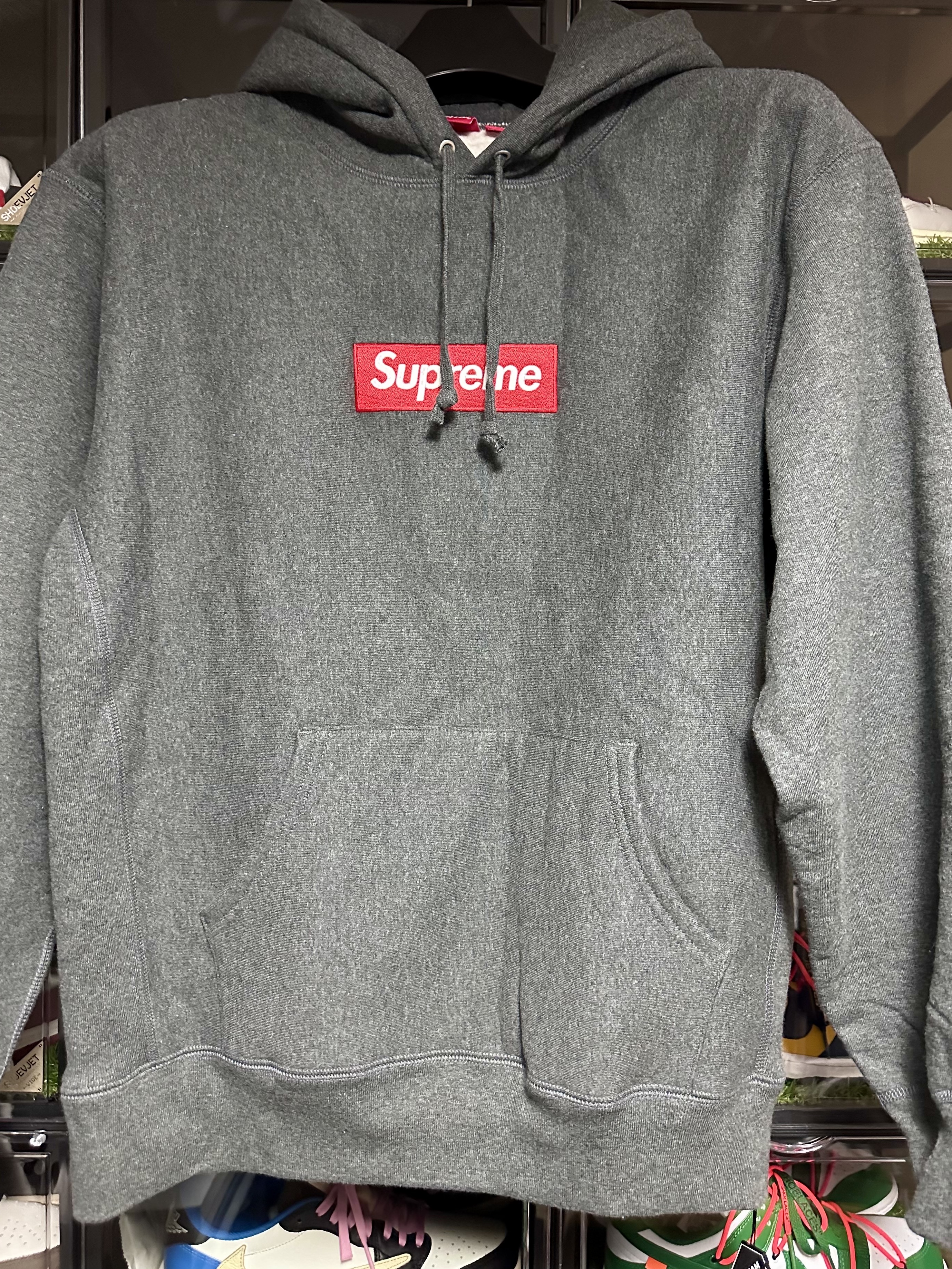 Supreme Box Logo Hooded Sweatshirt Charcoal - 21FW 착용 스타일 - 1