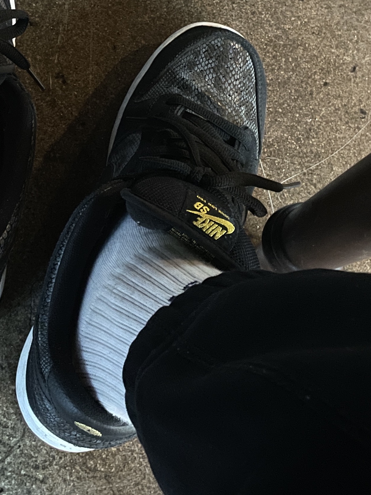 Nike Dunk Low Premium SB Snakeskin, Nike NRG Solo Swoosh Fleece Pants Black - US/EU 착용 스타일