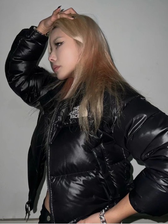 (W) The North Face Nuptse Short Jacket Black, Adidas Superstar Core Black White 착용 스타일 - 4