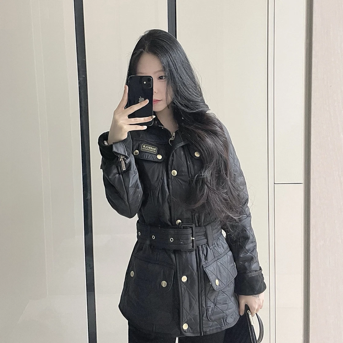 (W) 바버 인터네셔널 폴라퀼트 자켓 블랙 | Barbour | KREAM (W) Barbour International Polarquilt Jacket Black
