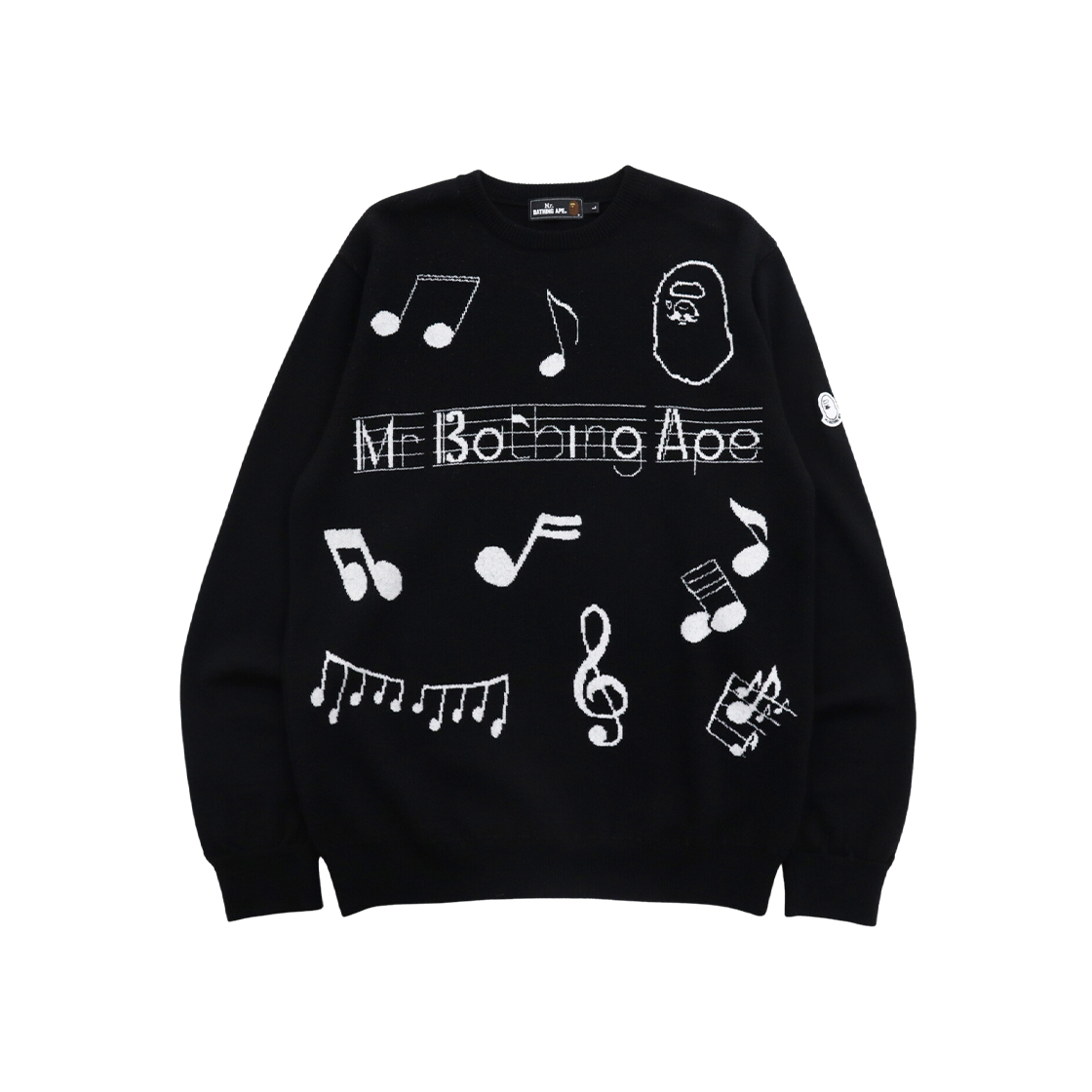 BAPE Music Score Knit Sweater Black 상세 이미지 1