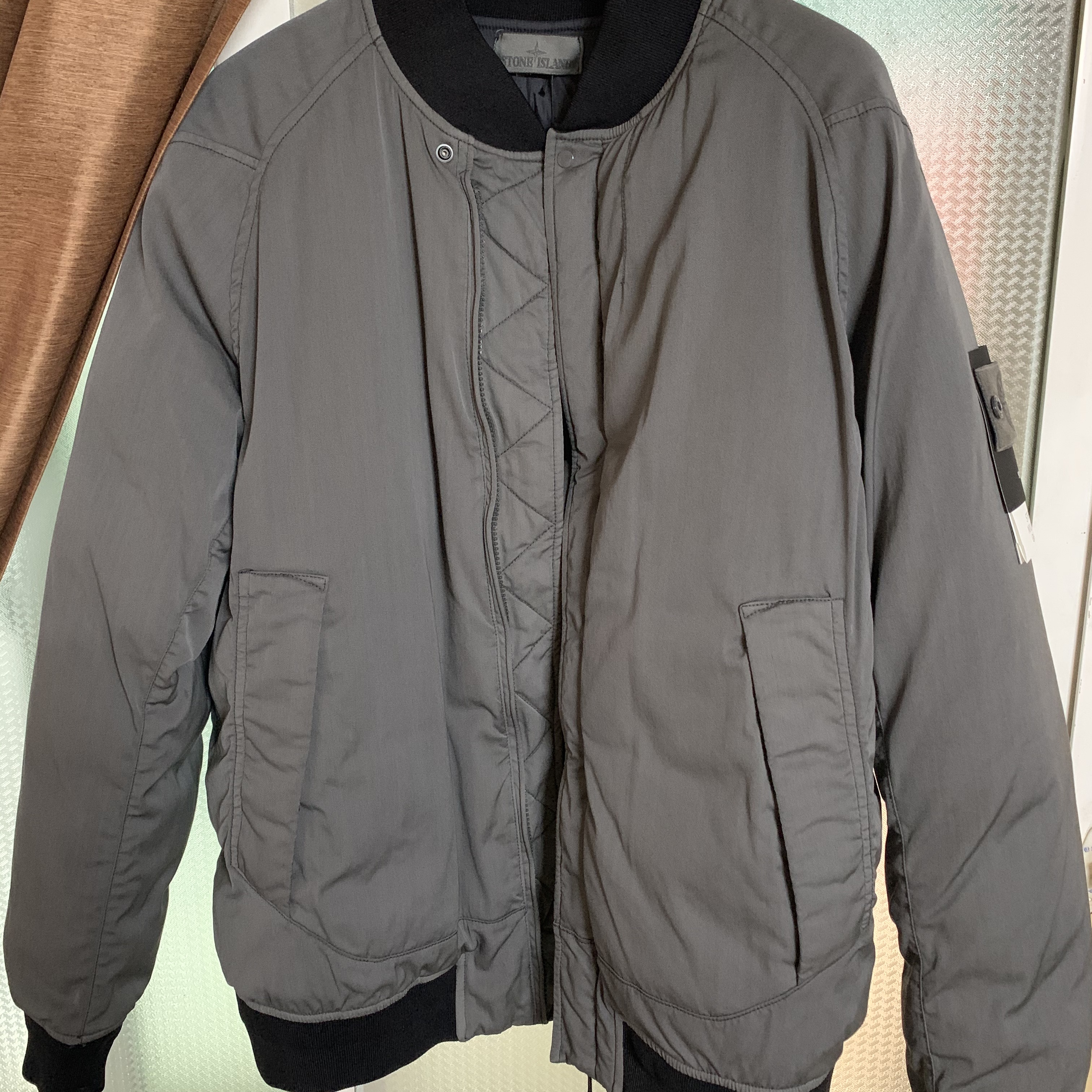 Stone Island 439F2 Ghost Piece Stretch Wool Nylon TC Down Jacket Anthracite - 20FW 착용 스타일 - 1