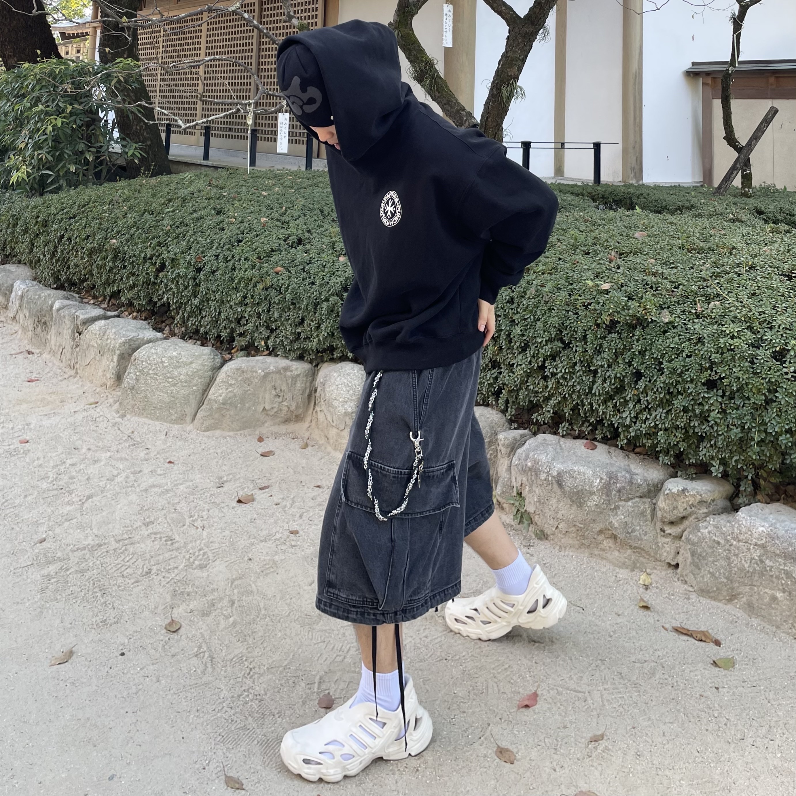 Punch Drunk Parties Circle Logo Oversized Hoodie Black, Supreme Hanes Boxer Briefs Black (4 Pack) 착용 스타일 - 2