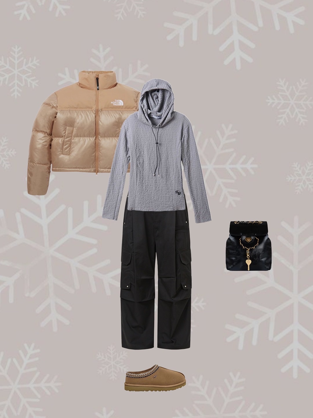 (W) The North Face White Label Novelty Nuptse Down Jacket Cocoa Brown, Mosquito Murderers Weloveyou Mini Hoodie Blue Gray 착용 스타일 - 5