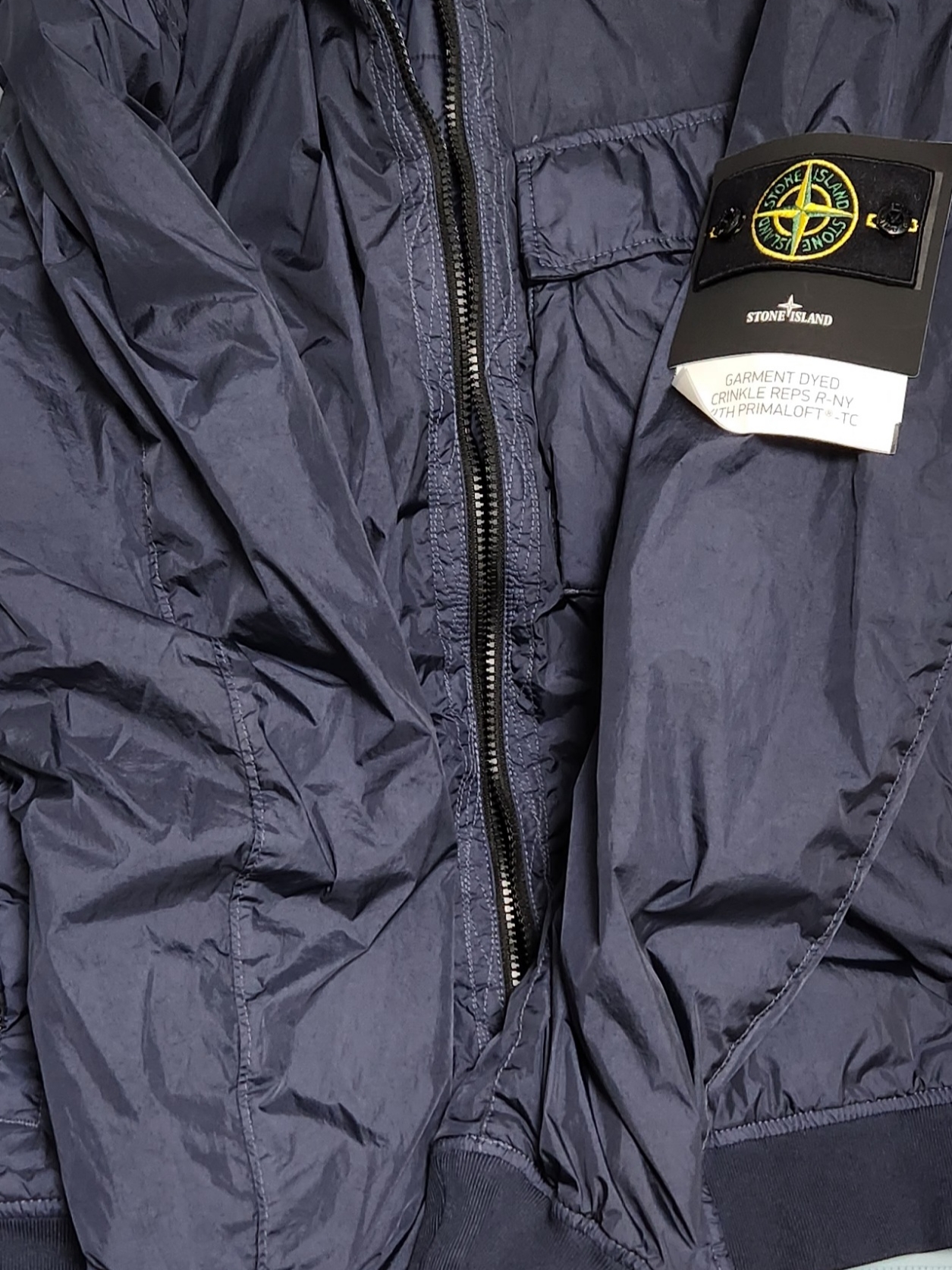 Stone Island 40723 Crinkle Reps Hooded Down Jacket Navy Blue - 22FW 착용 스타일