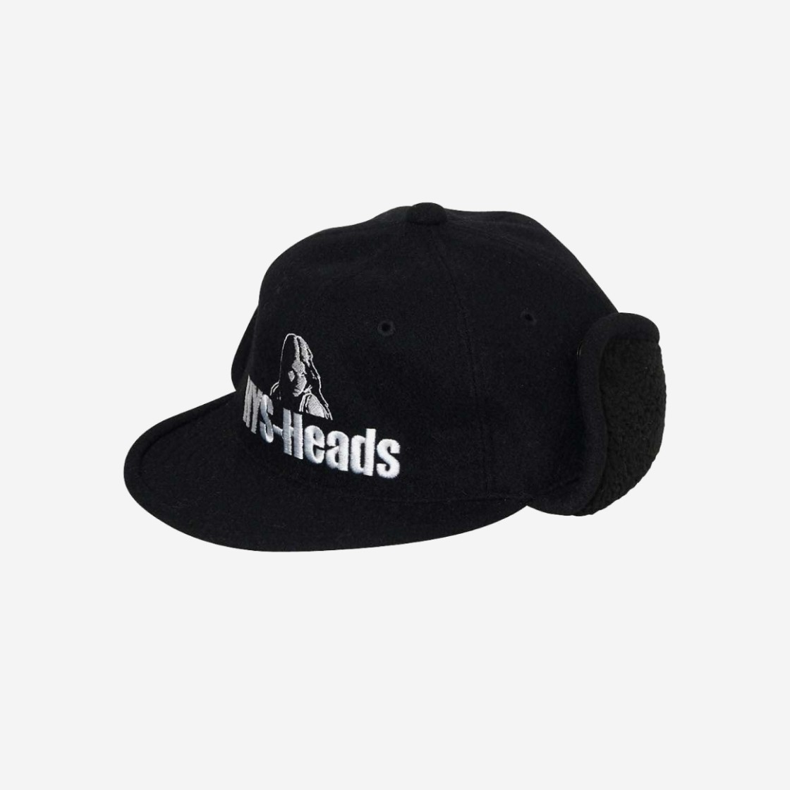 Hysteric Glamour HYS Heads Embroidery Flight Cap Black 상세 이미지 1