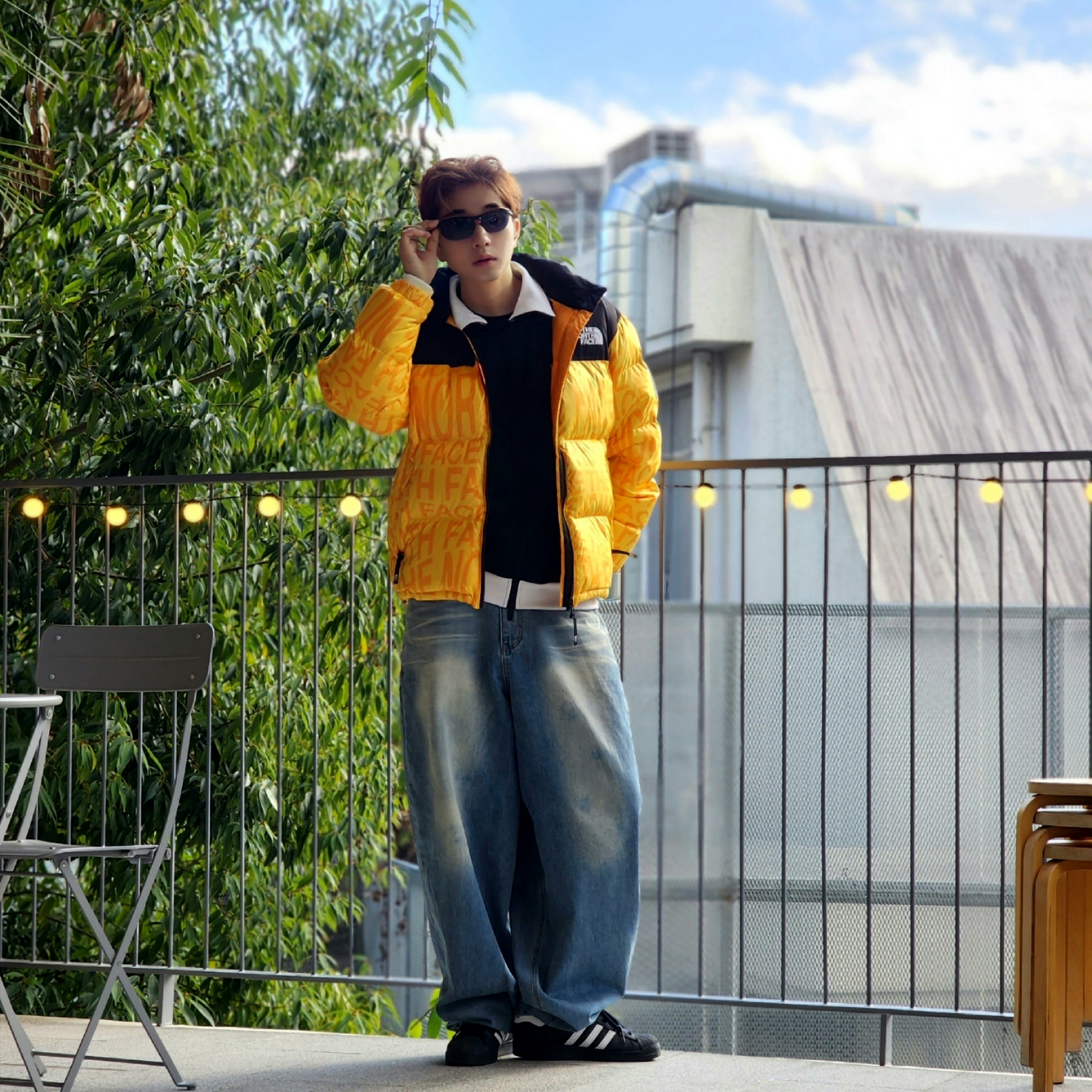The North Face White Label Novelty Nuptse Down Jacket P Yellow, Adidas Superstar Core Black White 착용 스타일 - 6
